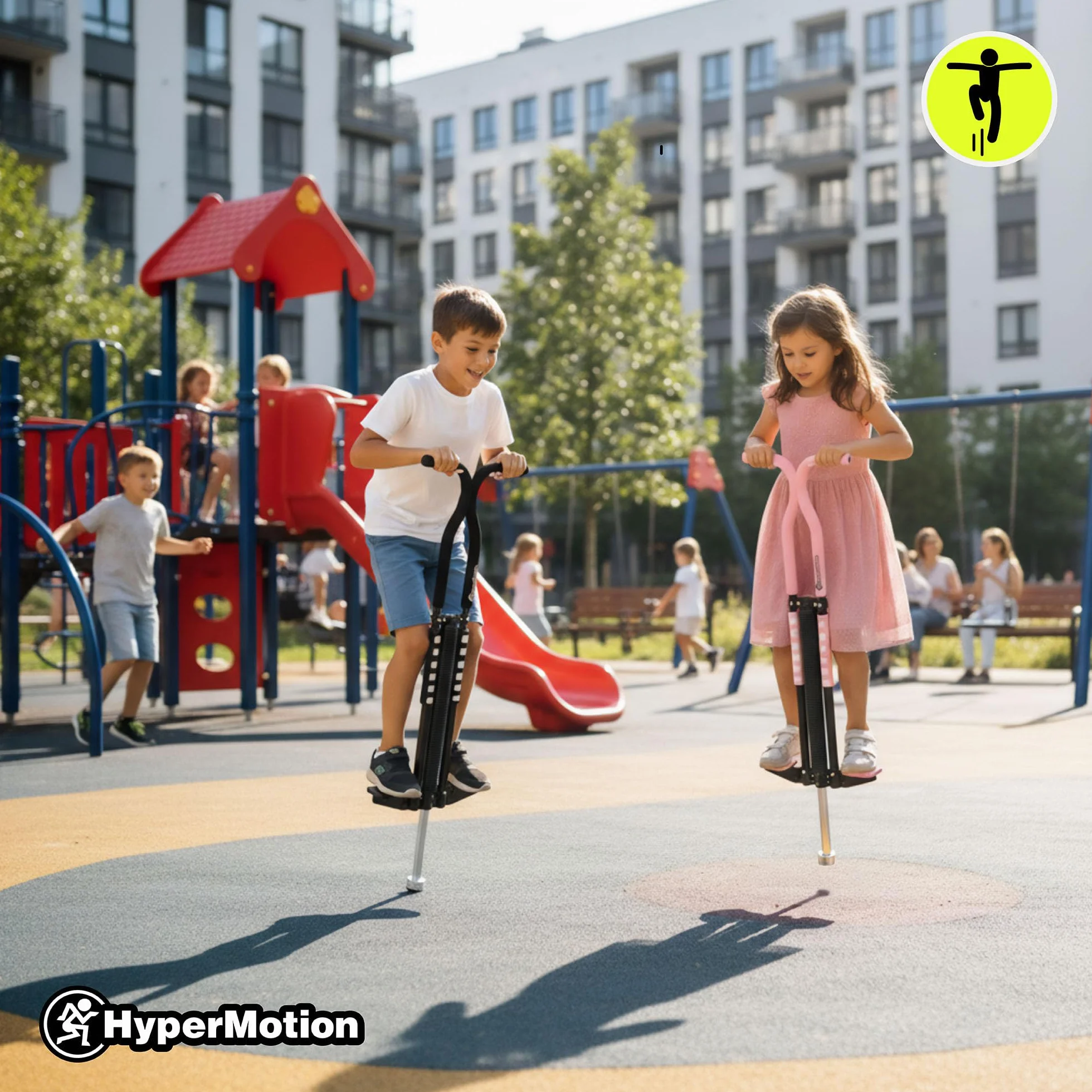 HyperMotion POGO Bâton Sauteur Jeunes 9-14 Ans Appareil Entraînement 50 kg Structure Légère 2,35 kg Mécanisme Ressort Noir
