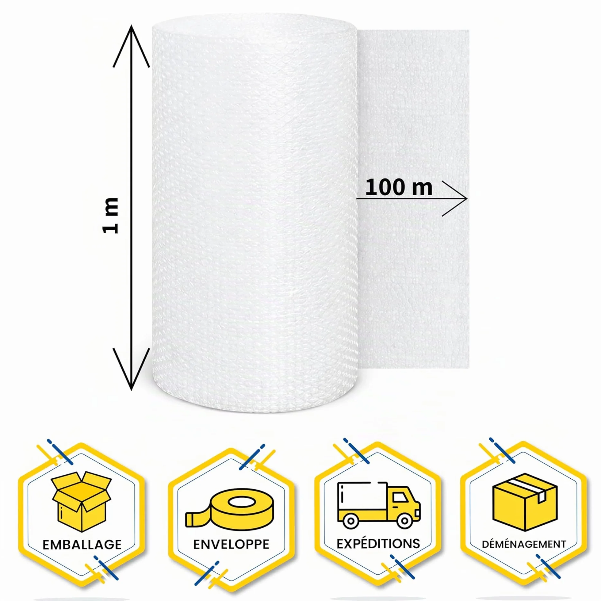 MUNTRADE Rouleau de papier bulle 100 cm x 100 m pour emballage et protection