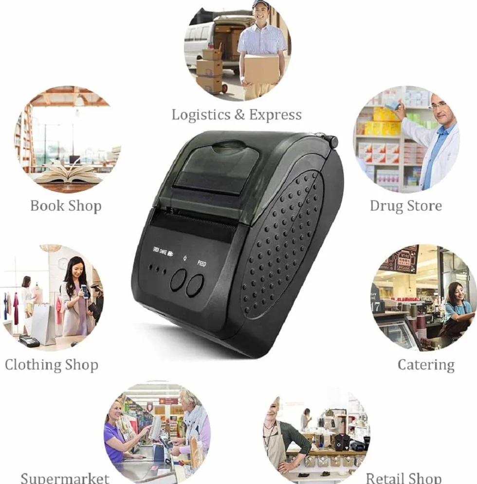 NETUM Imprimante Thermique sans Fil Bluetooth 58 mm Portable POS USB pour Factures Restaurants Android PC Windows