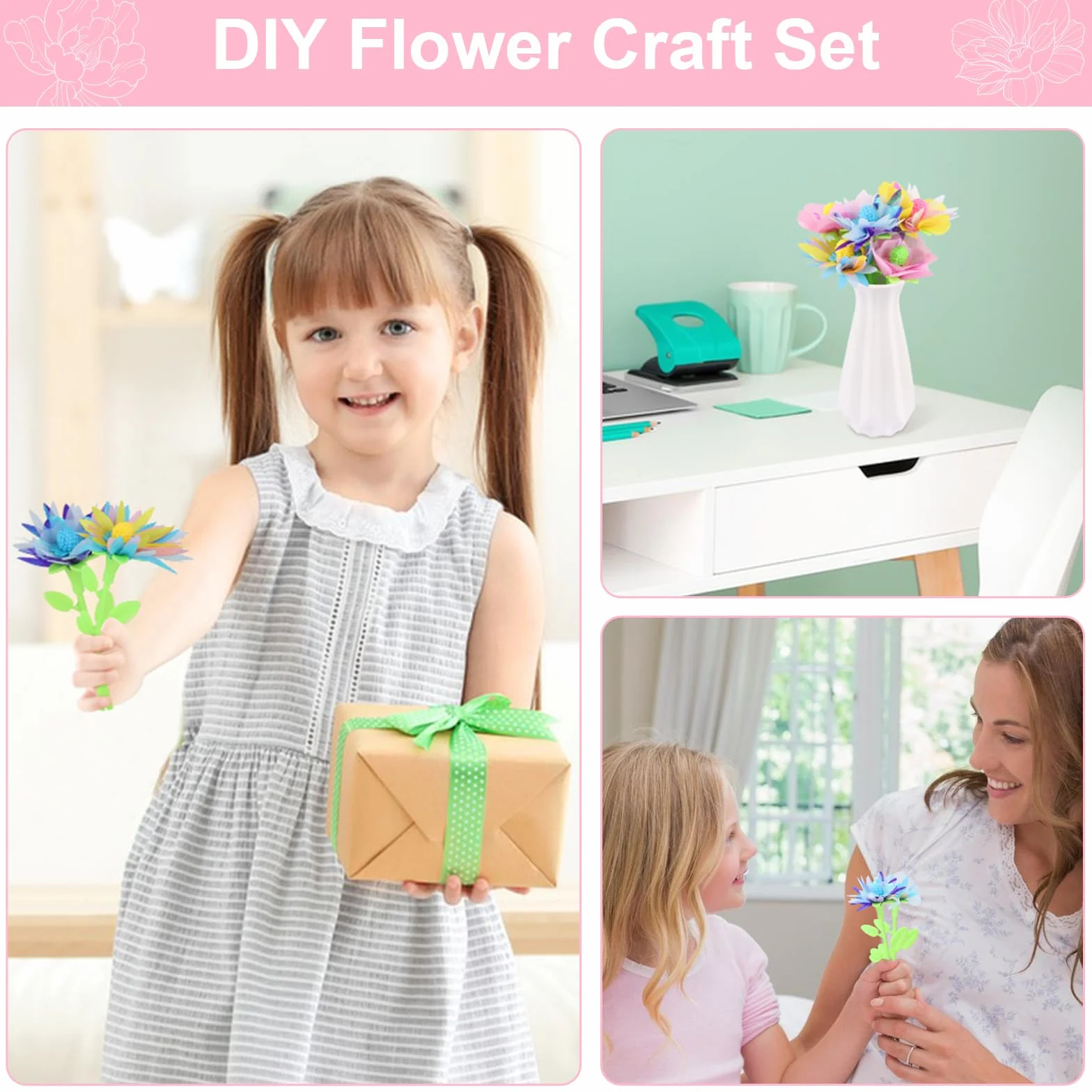 Kit de Recharge pour Jouet Fleurs Enfant, 80 Pétales, 24 Tiges, Centres, Sépales