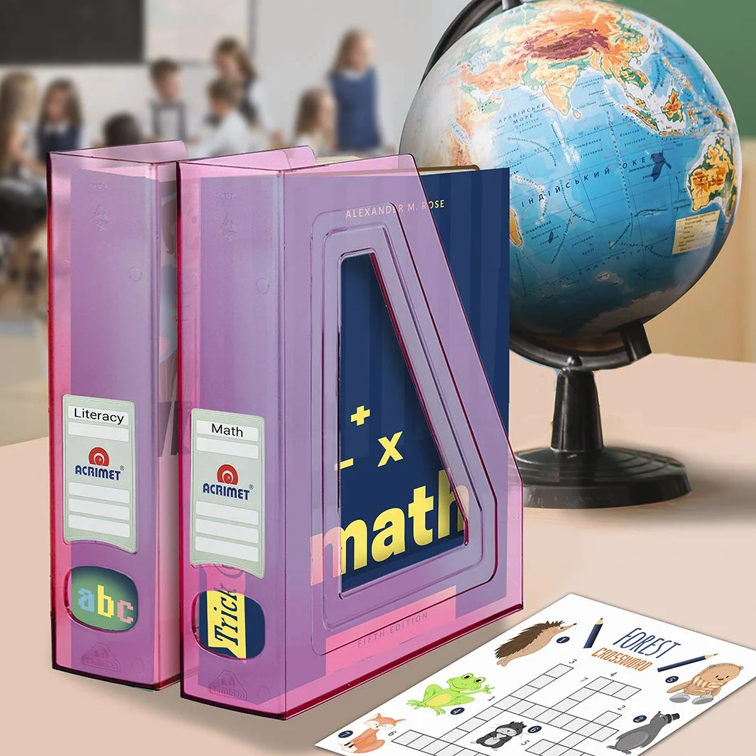 Acrimet Porte-Revues Support Durable Organisateur Dossiers Bureau Plastique Rose Transparent Lot de 2
