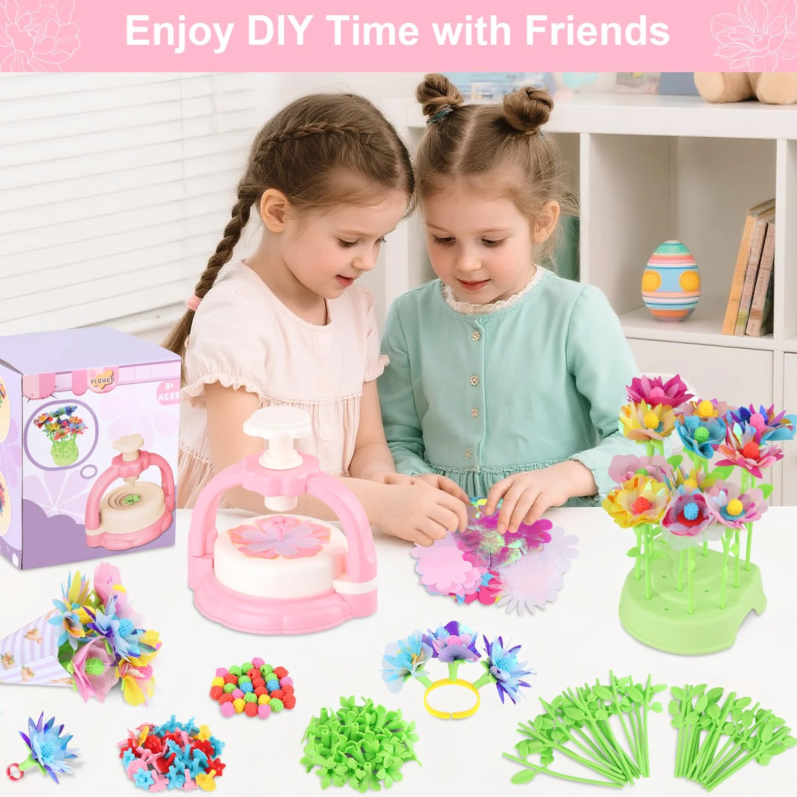 Kit de Recharge pour Jouet Fleurs Enfant, 80 Pétales, 24 Tiges, Centres, Sépales
