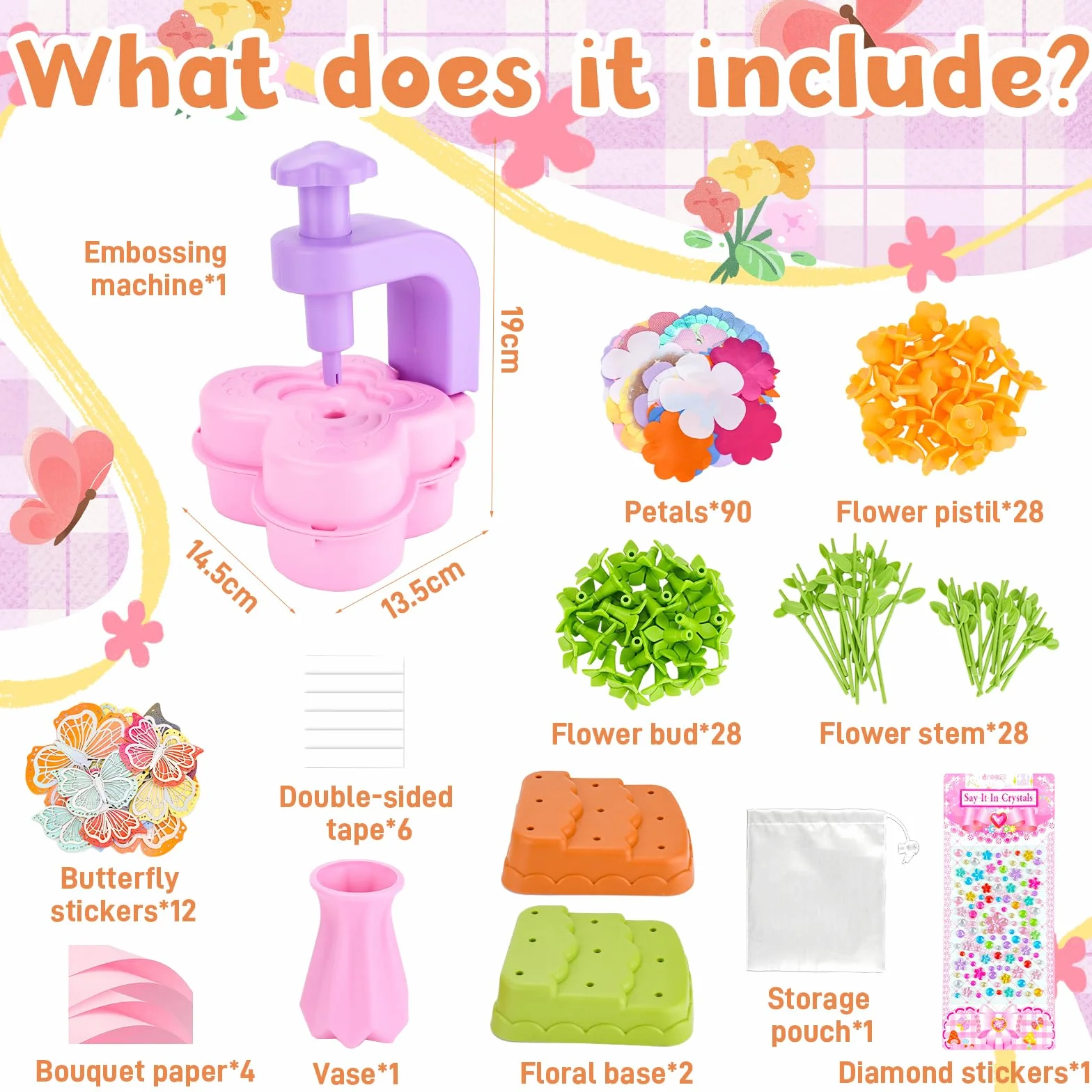 YUTUY Kit Bricolage Floral Enfant avec Machine à Fleurs et Vase, Jouet Fleurs Fille 3-9 Ans