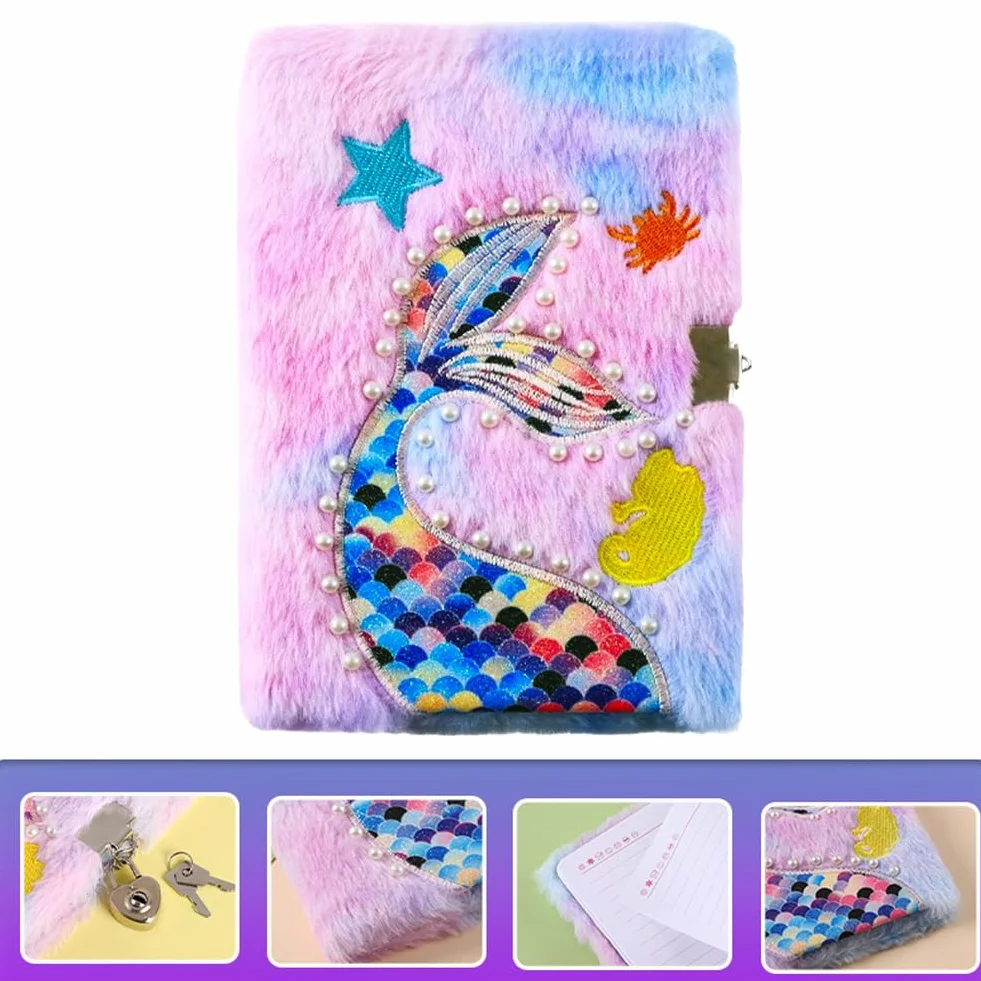 Carnet de Sirène Journal Intime à Paillettes Couverture Rigide Bloc-notes à Broderie