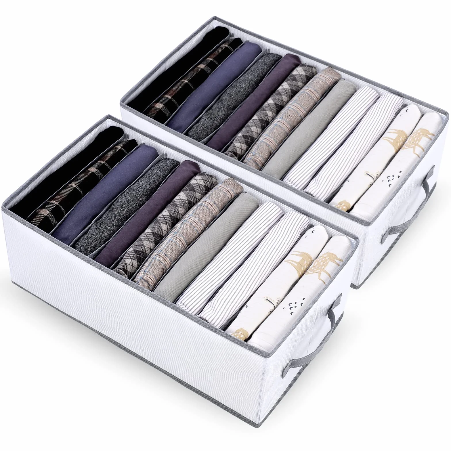 Organisateur de Vêtements Pliable 12 Grilles Armoire Boîte de Rangement Gris Clair