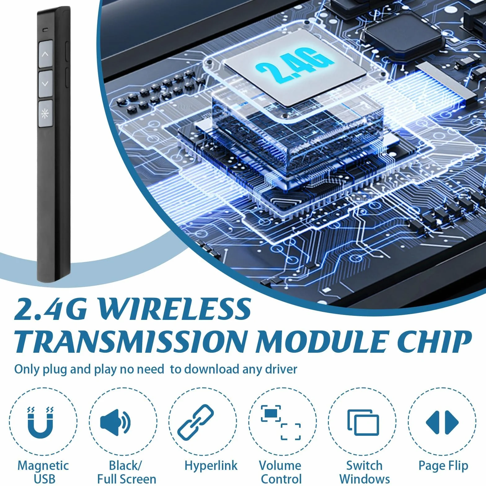 Pointeur du Présentateur sans Fil 2.4 GHz Clicker Powerpoint pour Enseignement Bureau