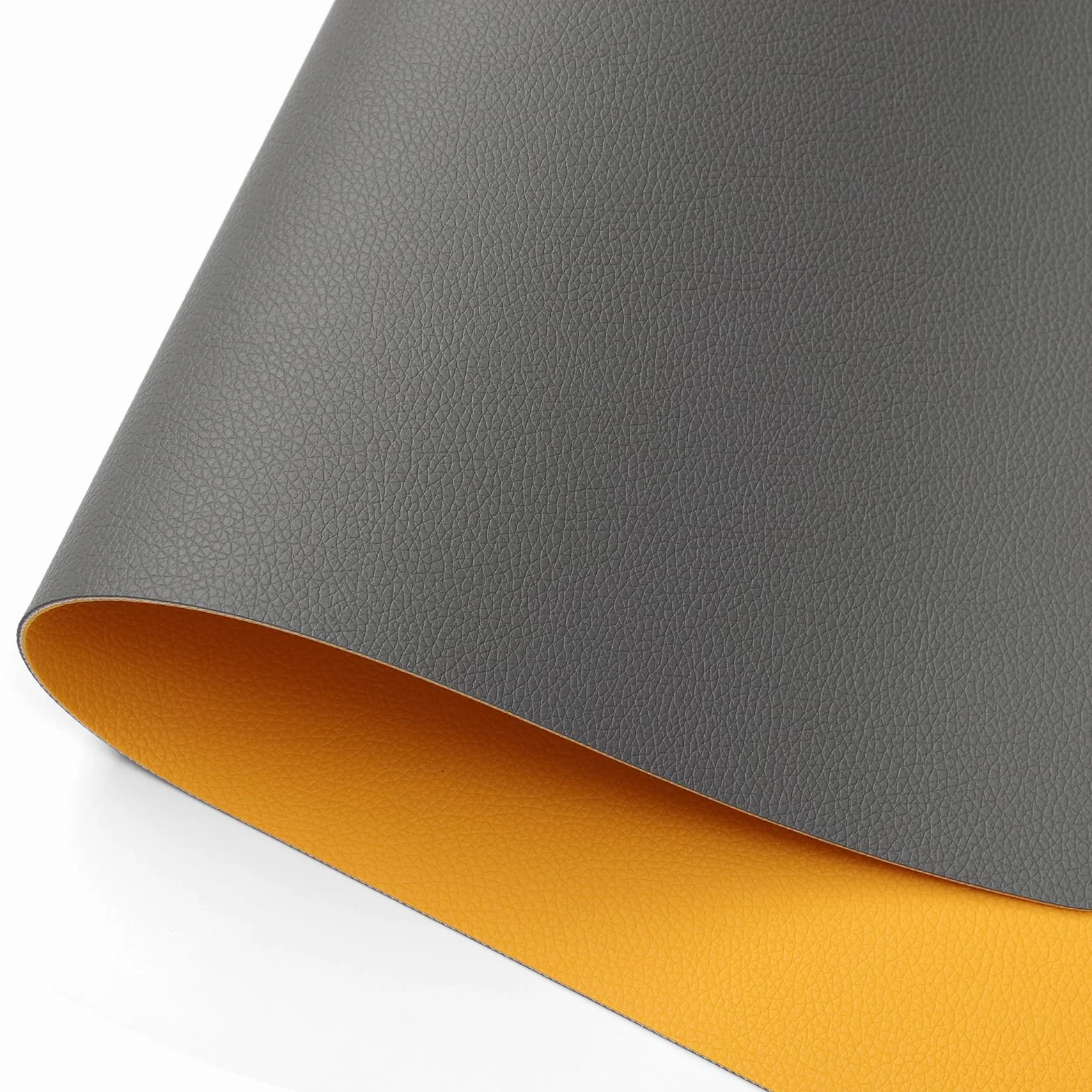 Sous-main Tapis de Bureau Antidérapant Double Face Cuir 43 x 90 cm Gris Jaune
