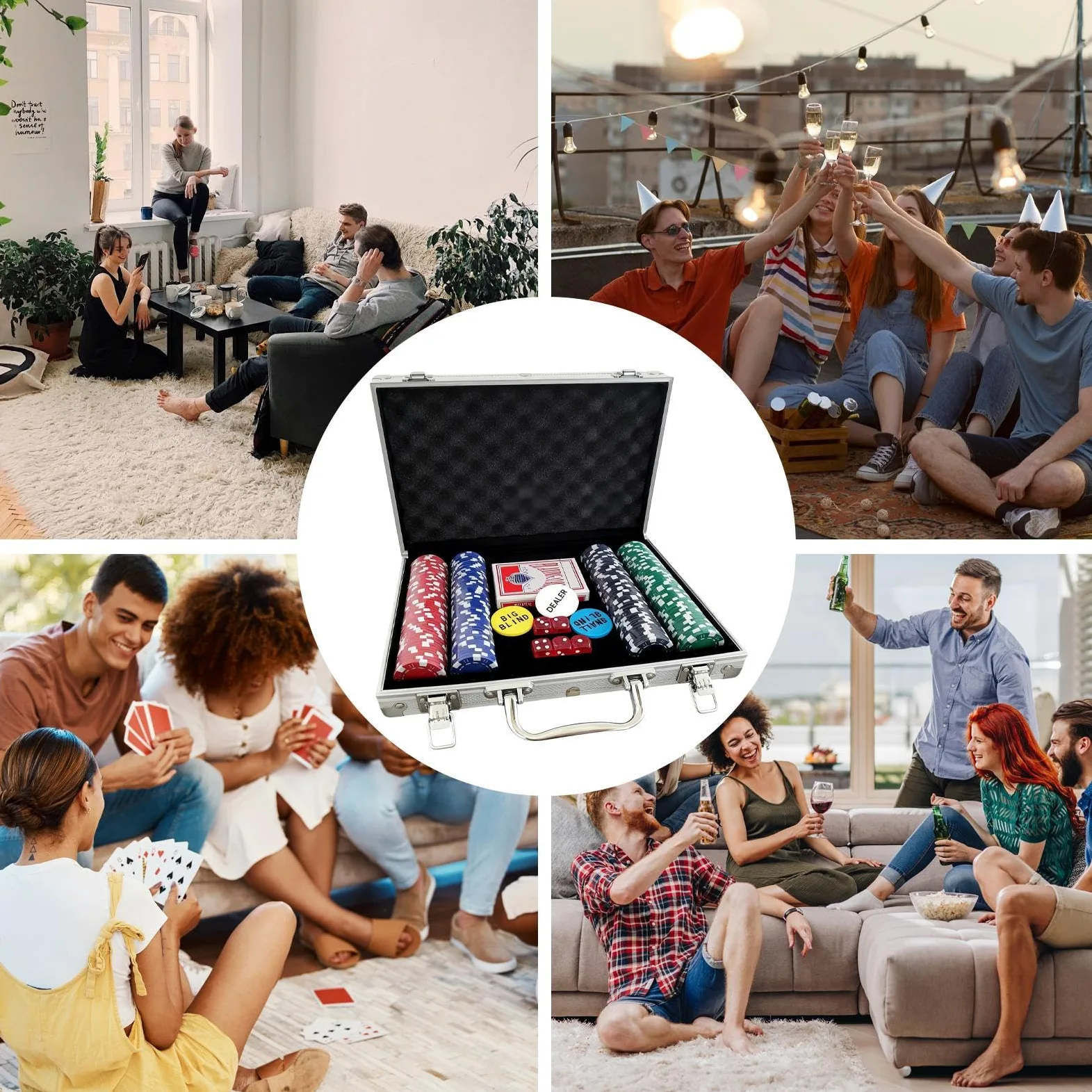 Coffret Jetons Poker Avec Mallette Sans Faciale Soirées Joueurs Passionnés | Jetons De De Société Pour Maison Voyages Soirées Familiales Femmes Hommes Adultes Enterrements De Vie De Garçon Salle