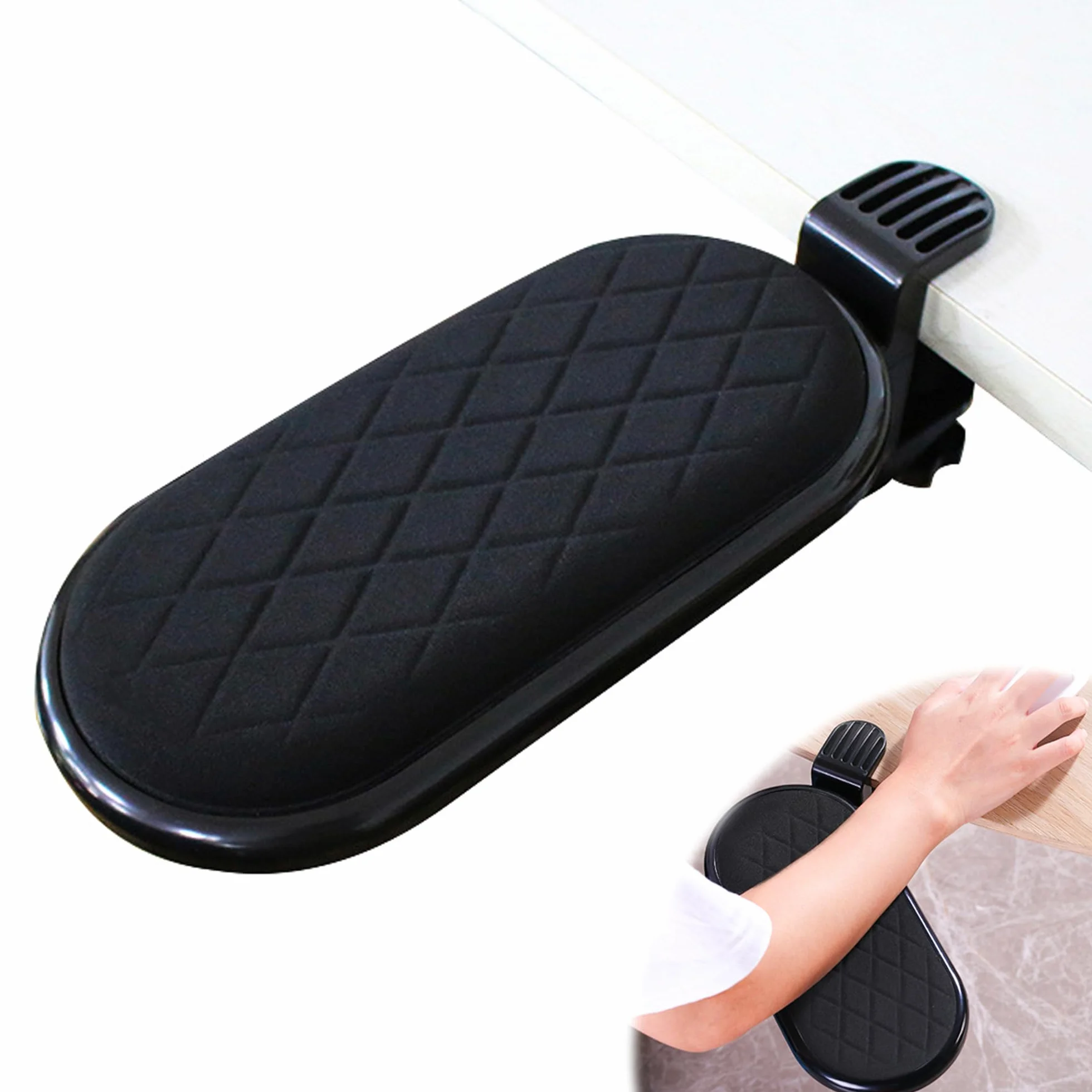 Repose Bras Accoudoir Bureau Réglable Support Ordinateur Ergonomique 180° Noir