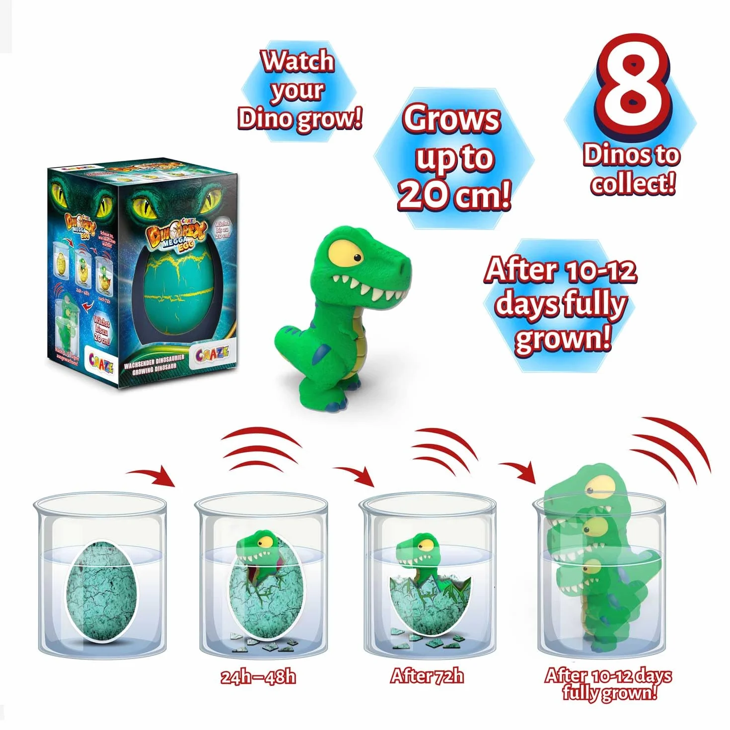 CRAZE Magic Growing Egg Dinosaure à Éclore dans l'Eau - Oeuf Surprise Figurine Jouet Pâques