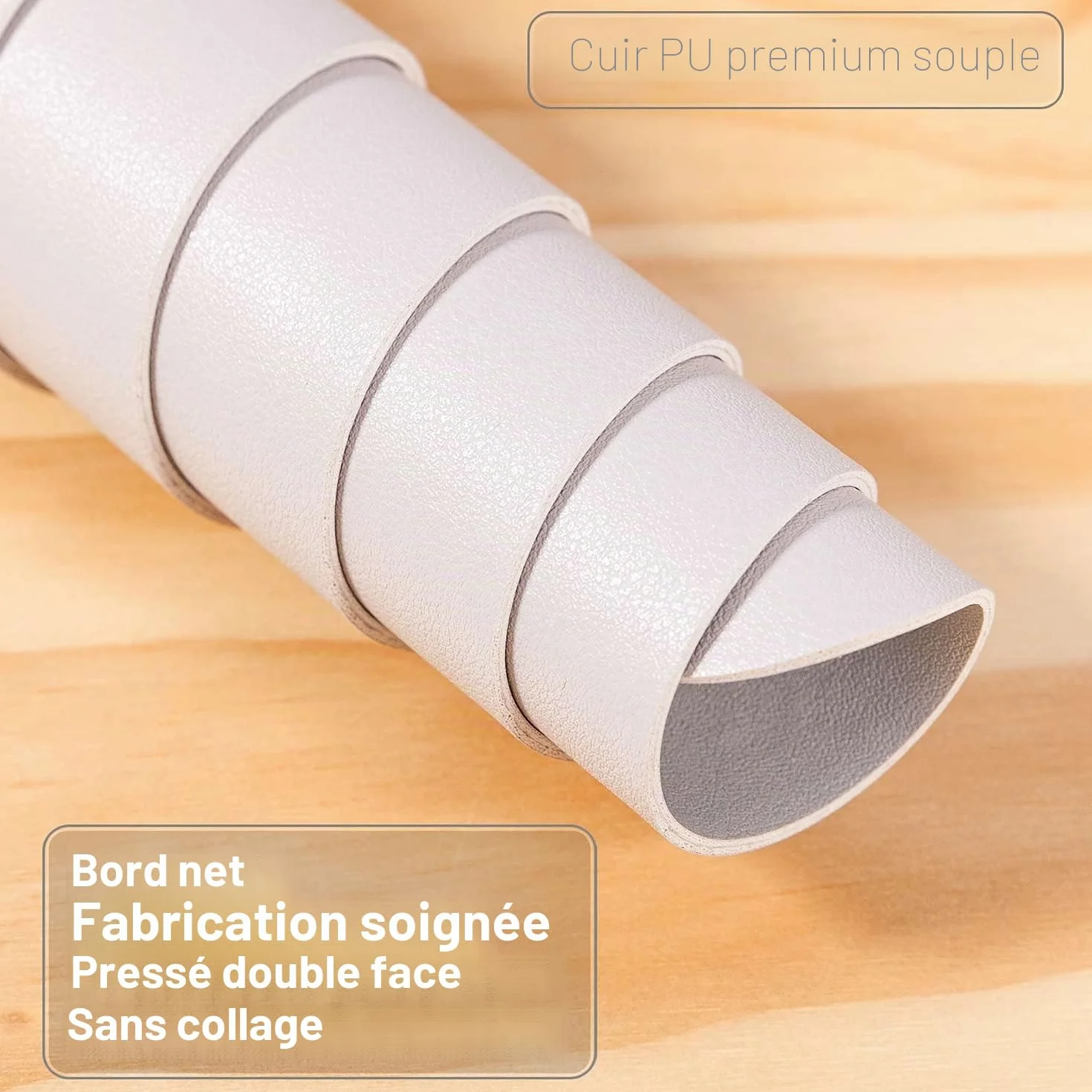 Tapis de Souris Grand XXL 90 x 43cm, Sous Main Bureau Cuir PU Étanche Double Face Gris Clair/Argent