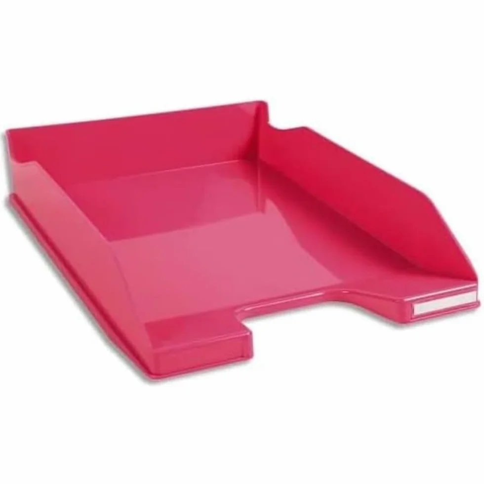 Exacompta Corbeille à Courrier COMBO MIDI 34 x 25 x 6,5 cm A4+ 500 Feuilles Framboise Glossy