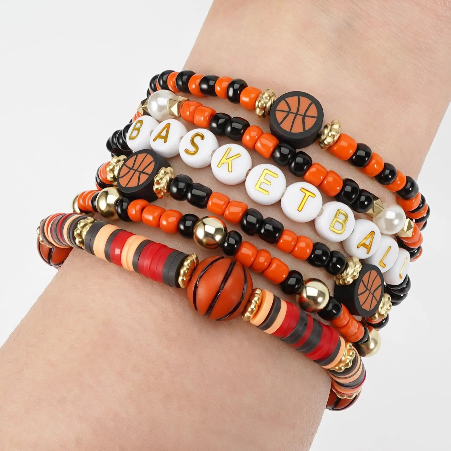 Bracelets Basketball Sport Élastique DIY Perles Cadeau Anniversaire pour Garçon Fille