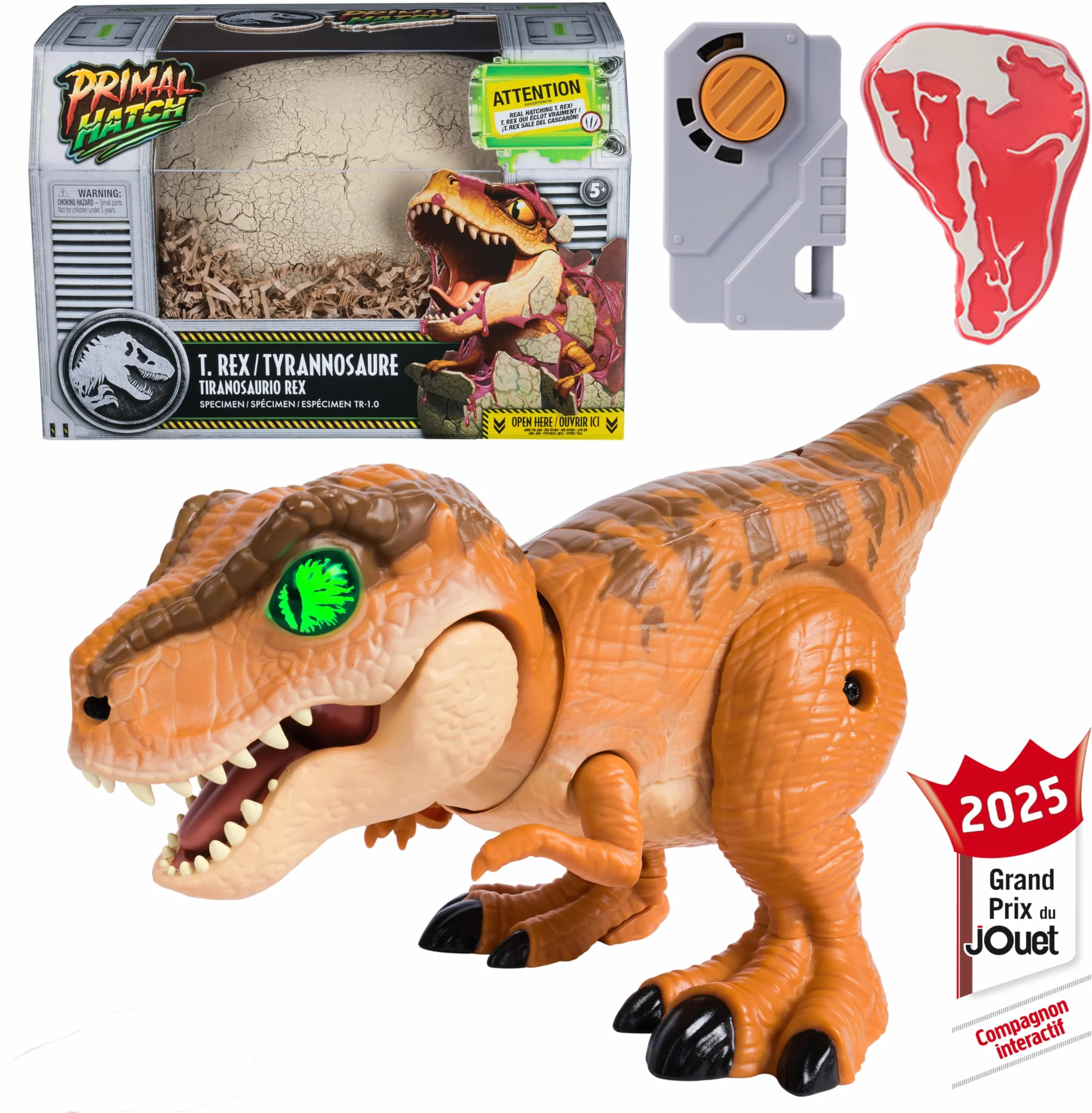 Primal Hatch Jurassic World Dino Eclosion Secrète - Oeuf Dinosaure à Faire Éclore - Jouet Enfant 5 Ans+ - 2 Accessoires - 100 Sons & Réactions