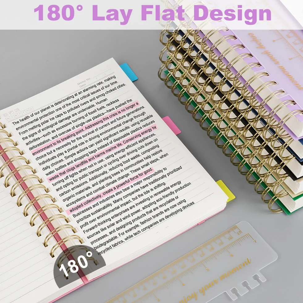 Carnet A5 Ligné 300 Pages Spirale Papier 100g/m² Couverture Rigide PVC