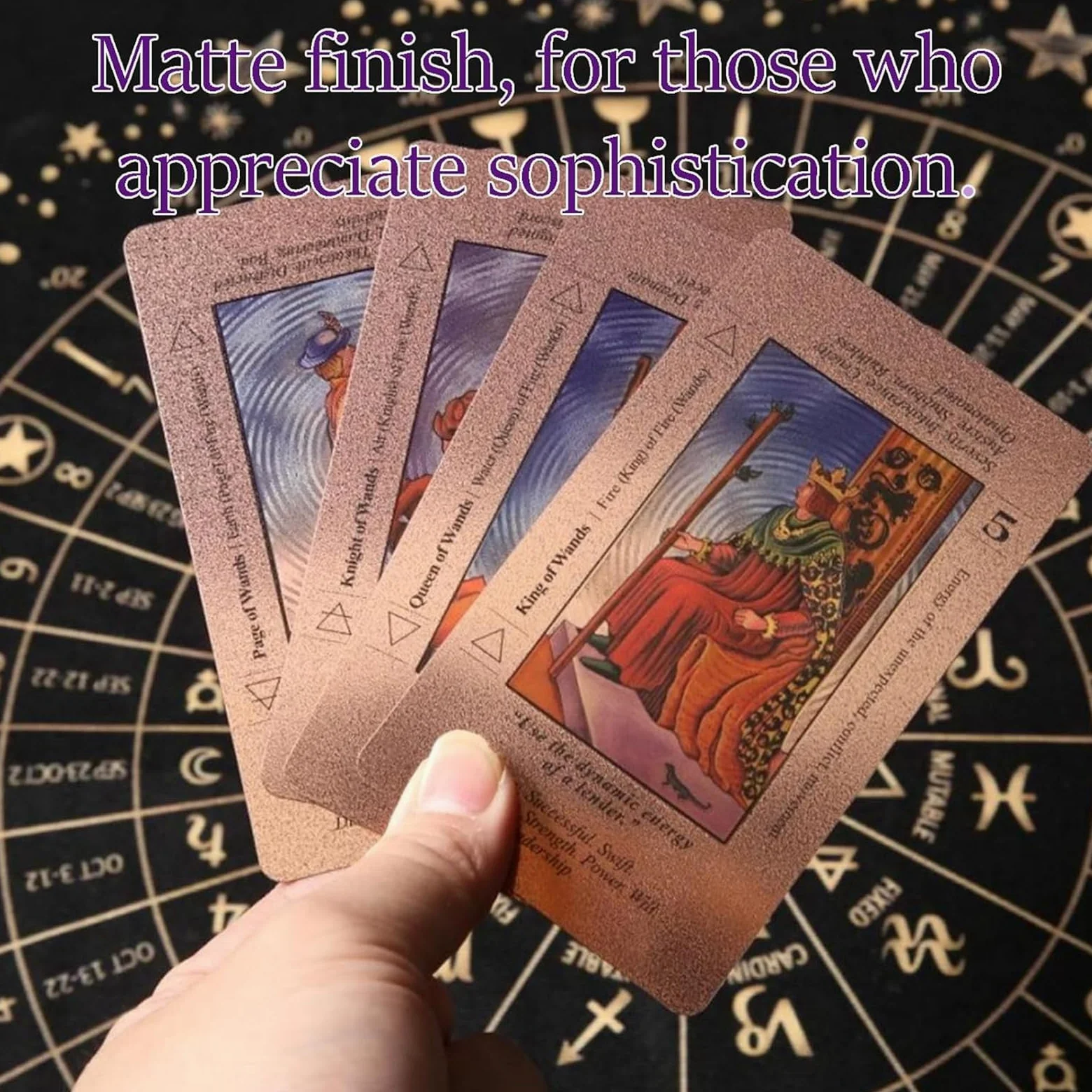 Lot de 2 cartes de tarot or rose avec guide (français non garanti), cartes de tarot en or rose, imperméable et infroissable, comprend les chakras, les planètes, les signes du zodiaque, les éléments et
