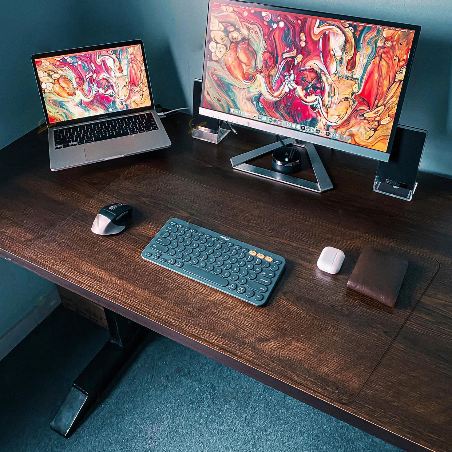 Tapis de Bureau Transparent 60x30cm PVC Antidérapant Sous-main Bureau