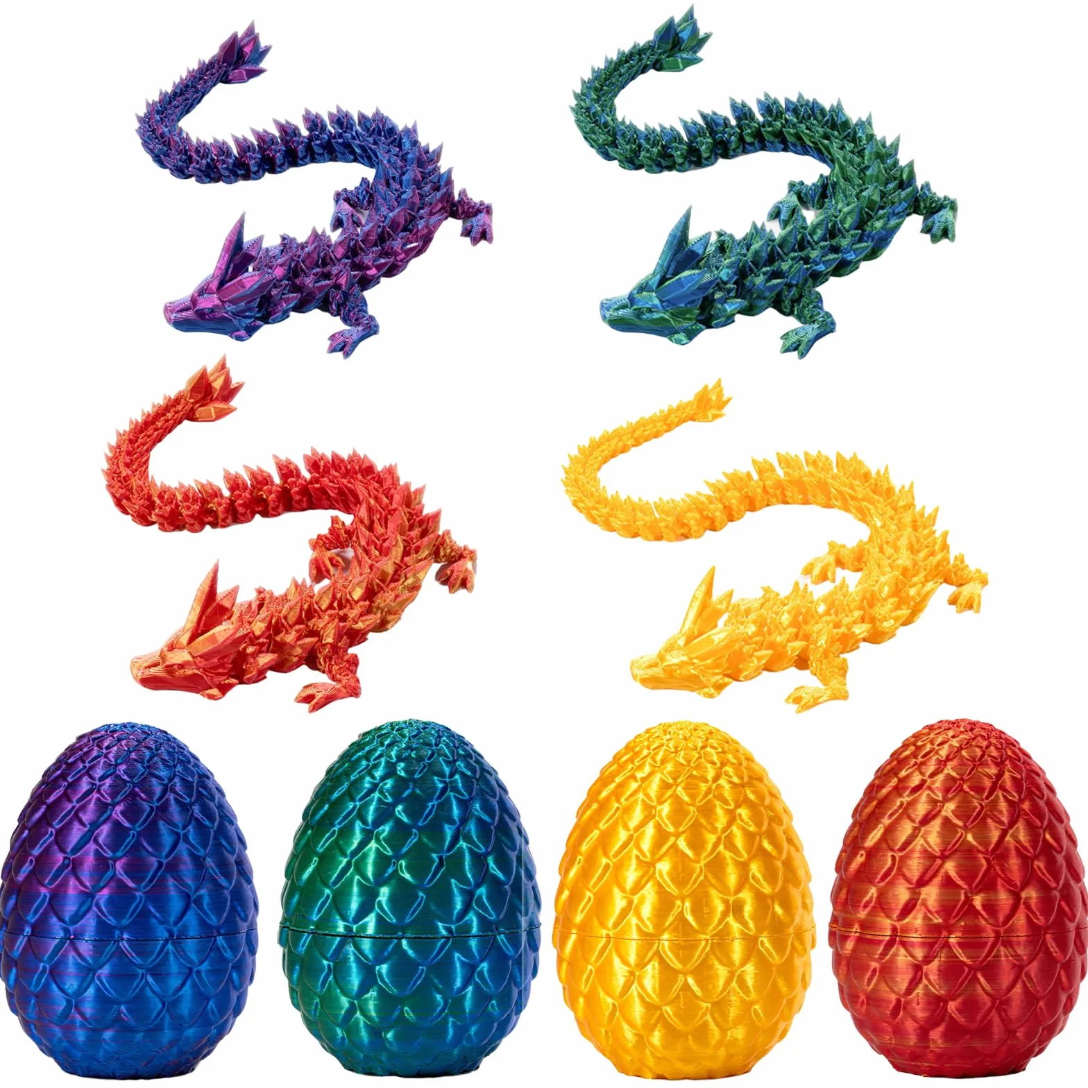 Lot de 4 œufs de dragon 3D imprimés, jouet mobile pour amateurs de dragons