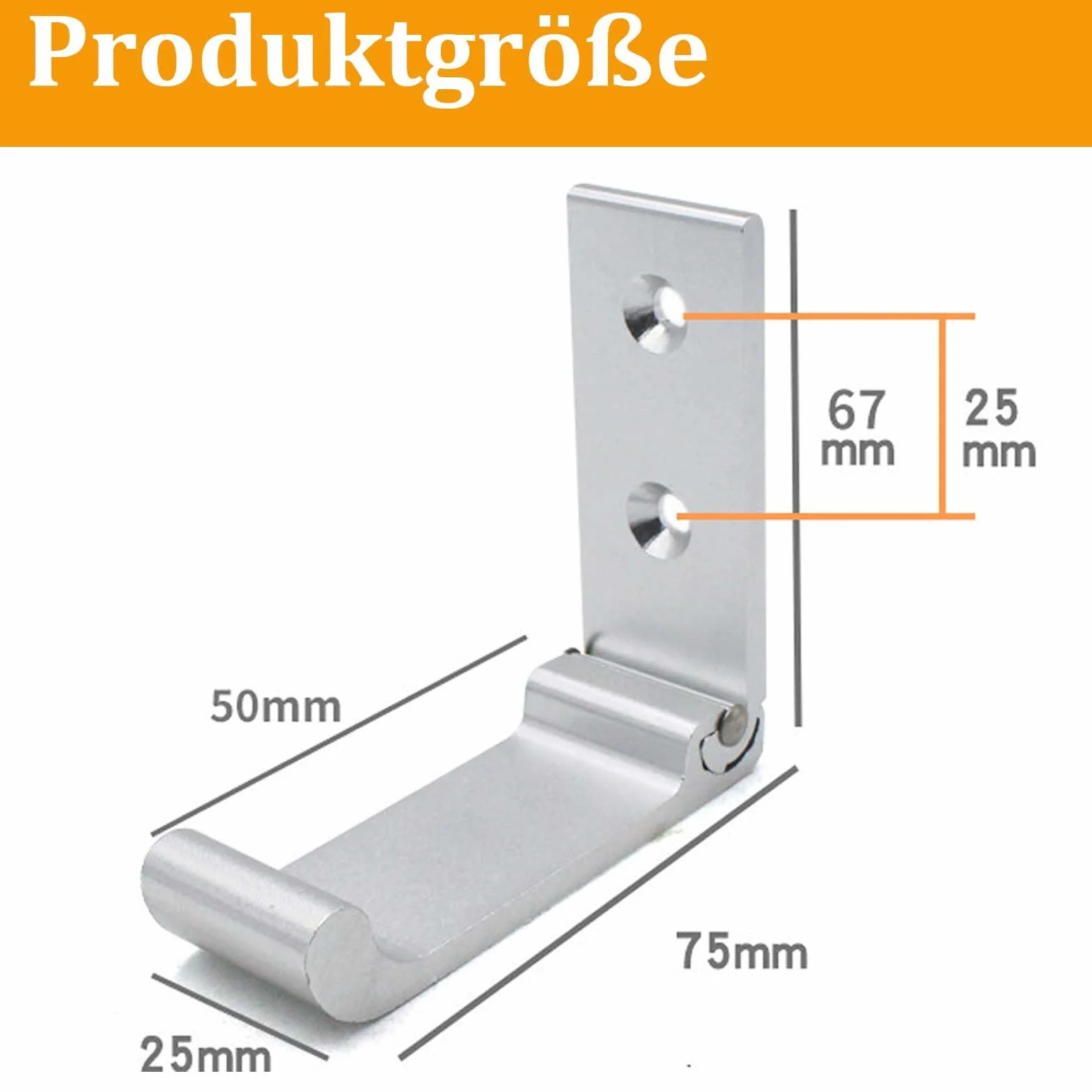 Crochets muraux pliables en alliage d'aluminium 90° Lot de 2 argenté