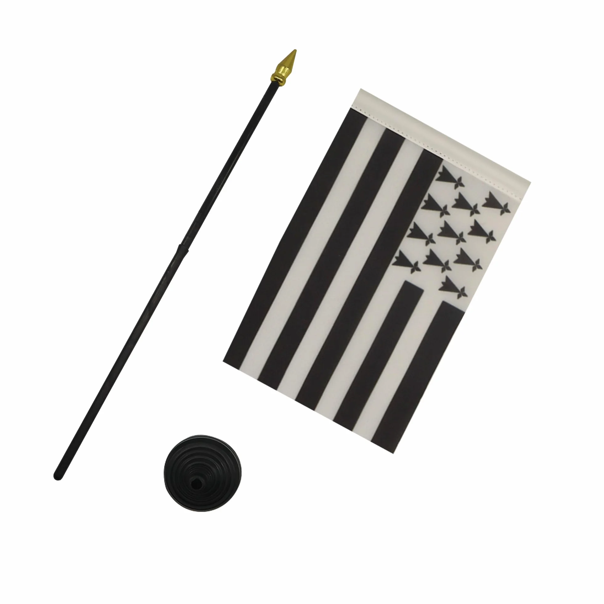 AZ FLAG Mini Drapeau Bretagne De Table 15x10 cm Drapeau Breton Bureau 100% Polyester Hampe Pointe Dorée 25cm