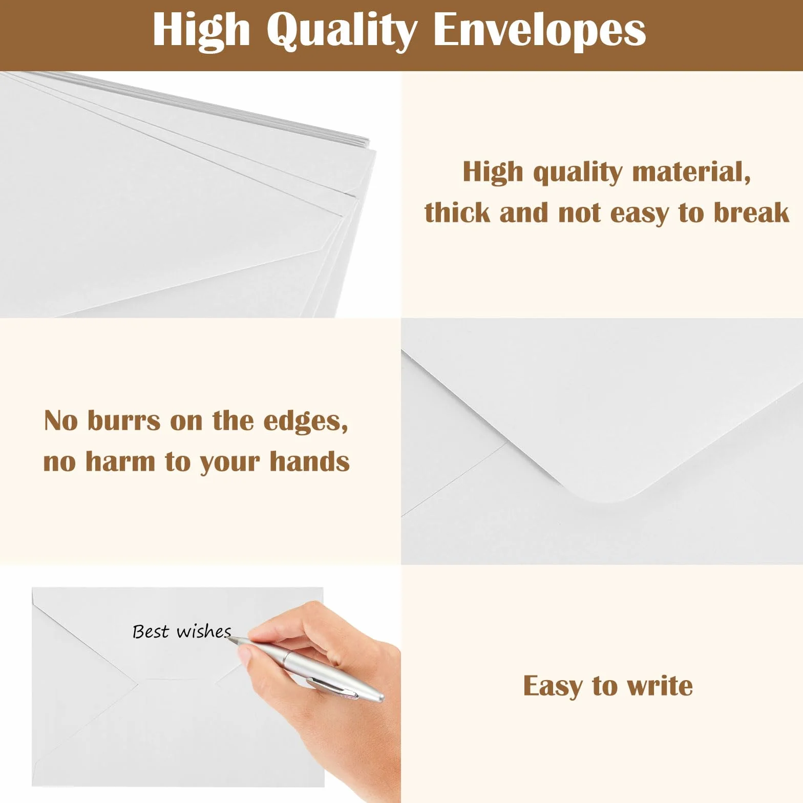 Enveloppes en papier kraft 13 x 19 cm Blanches Lot de 100 pour cadeaux invitations