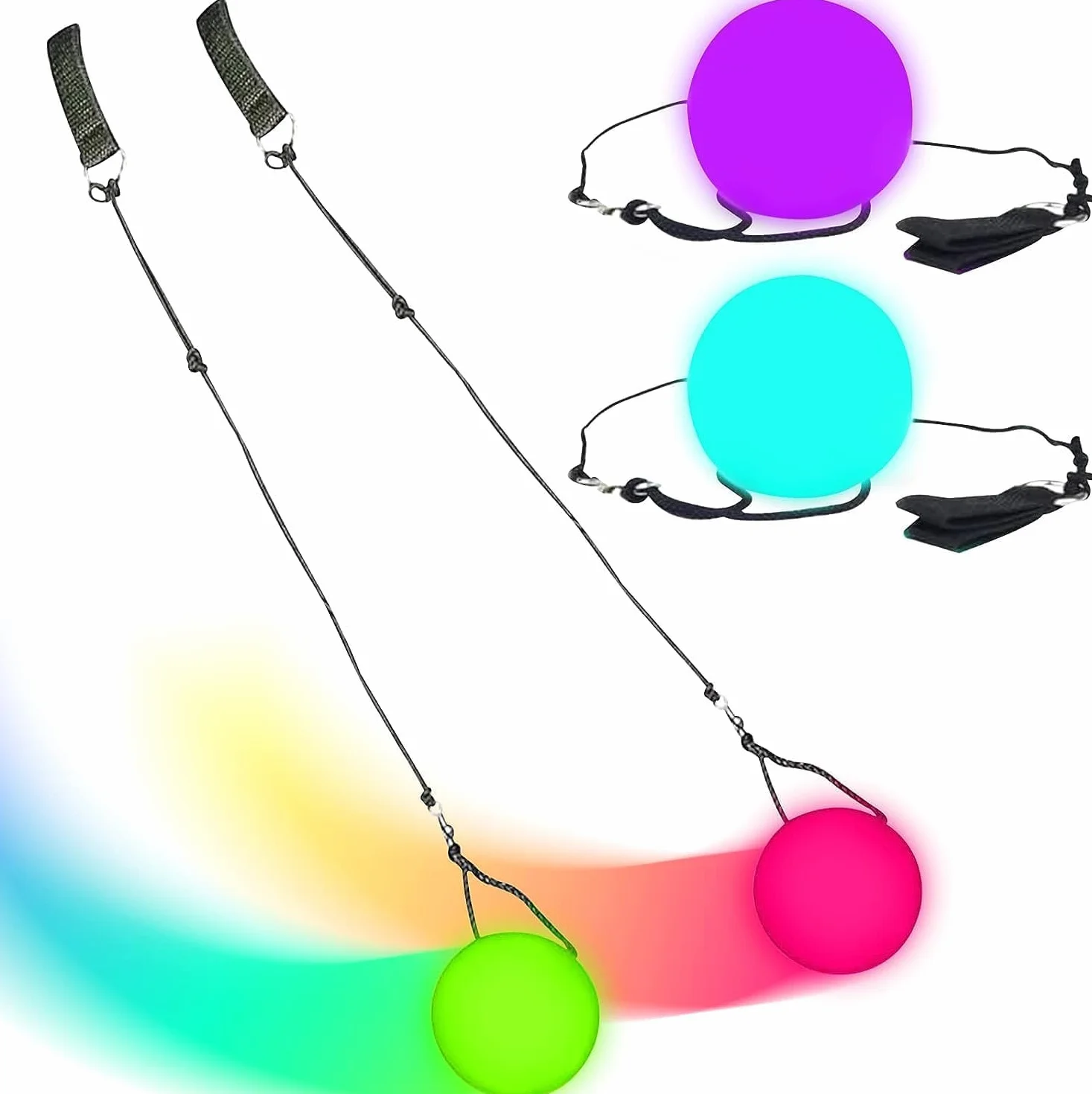 Funmo LED Poi Balls, Pro Bolas Lumineuses, Kit Poi Lumineux pour Danse, Spectacle, Rave