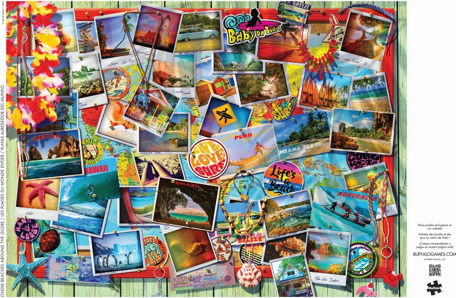 Buffalo Games - Garry Walton – Plages Autour du Globe – Puzzle de 1000 pièces pour Adultes – Puzzle Stimulant Parfait pour Les soirées de Jeu – La Taille du Puzzle Fini est de 68 x 50 cm