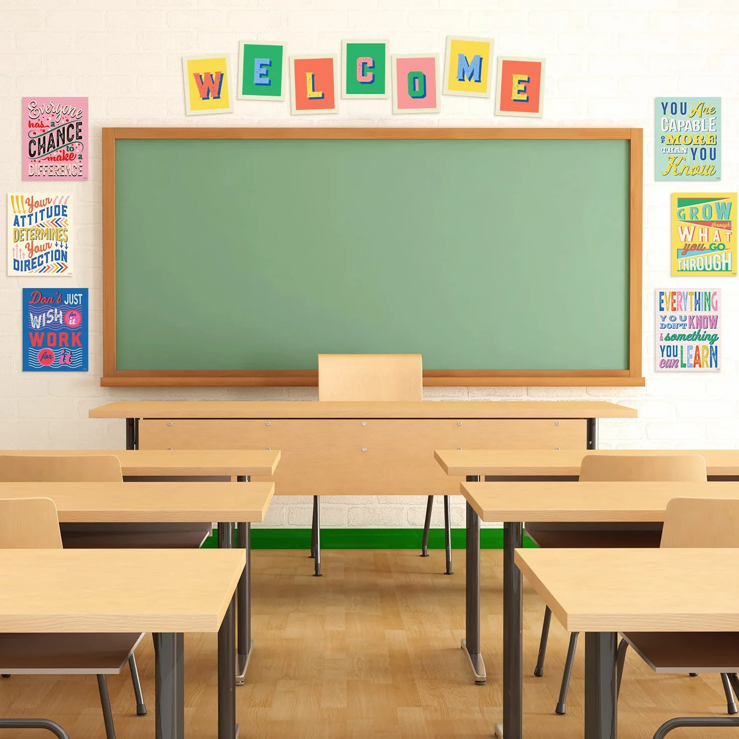 Sweetzer & Orange Affiches de croissance et lettres de bienvenue 27,9 x 35,6 cm Décoration salle de classe et bureau