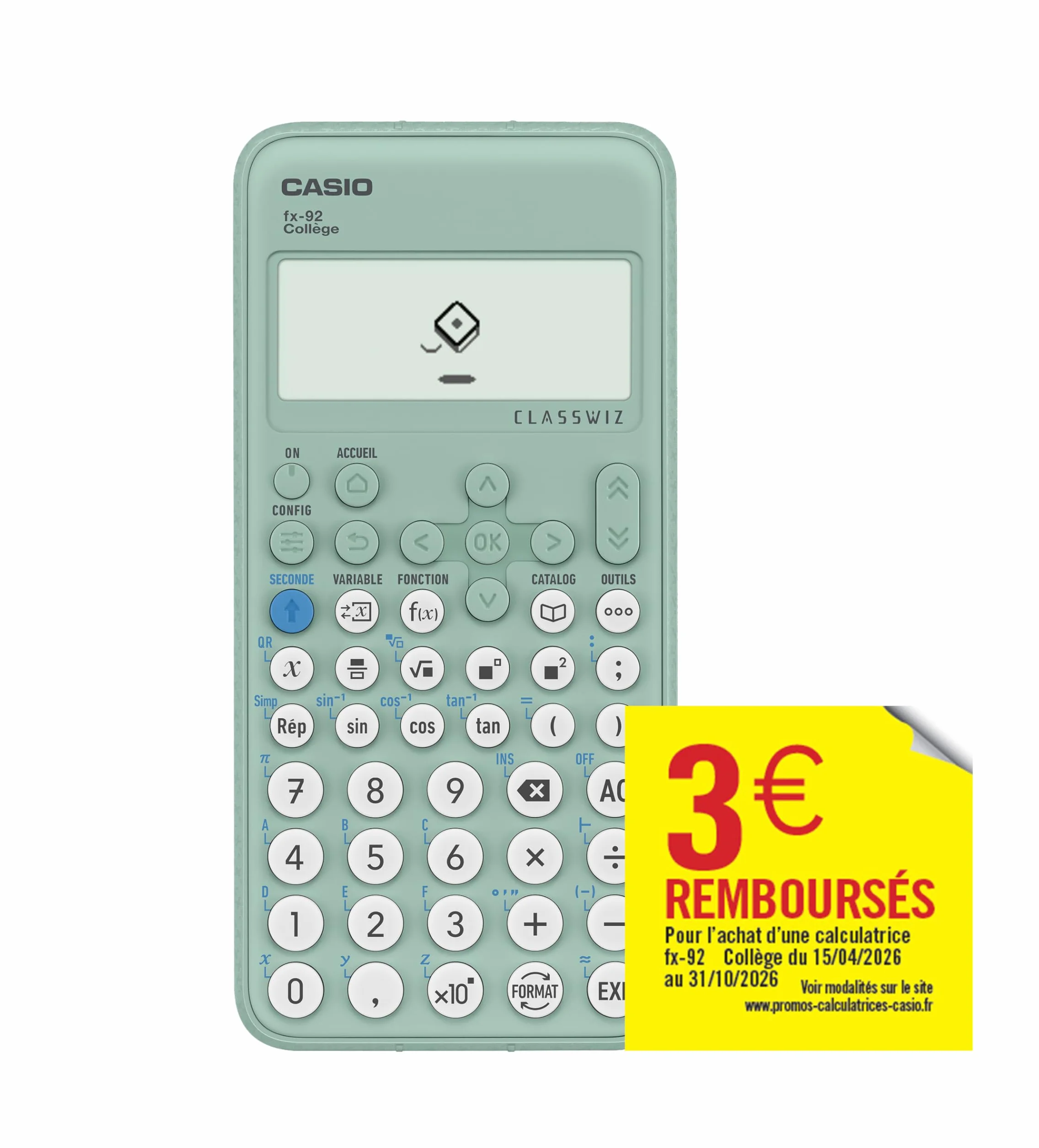 Casio FX-92 Collège Classwiz Calculatrice Scolaire