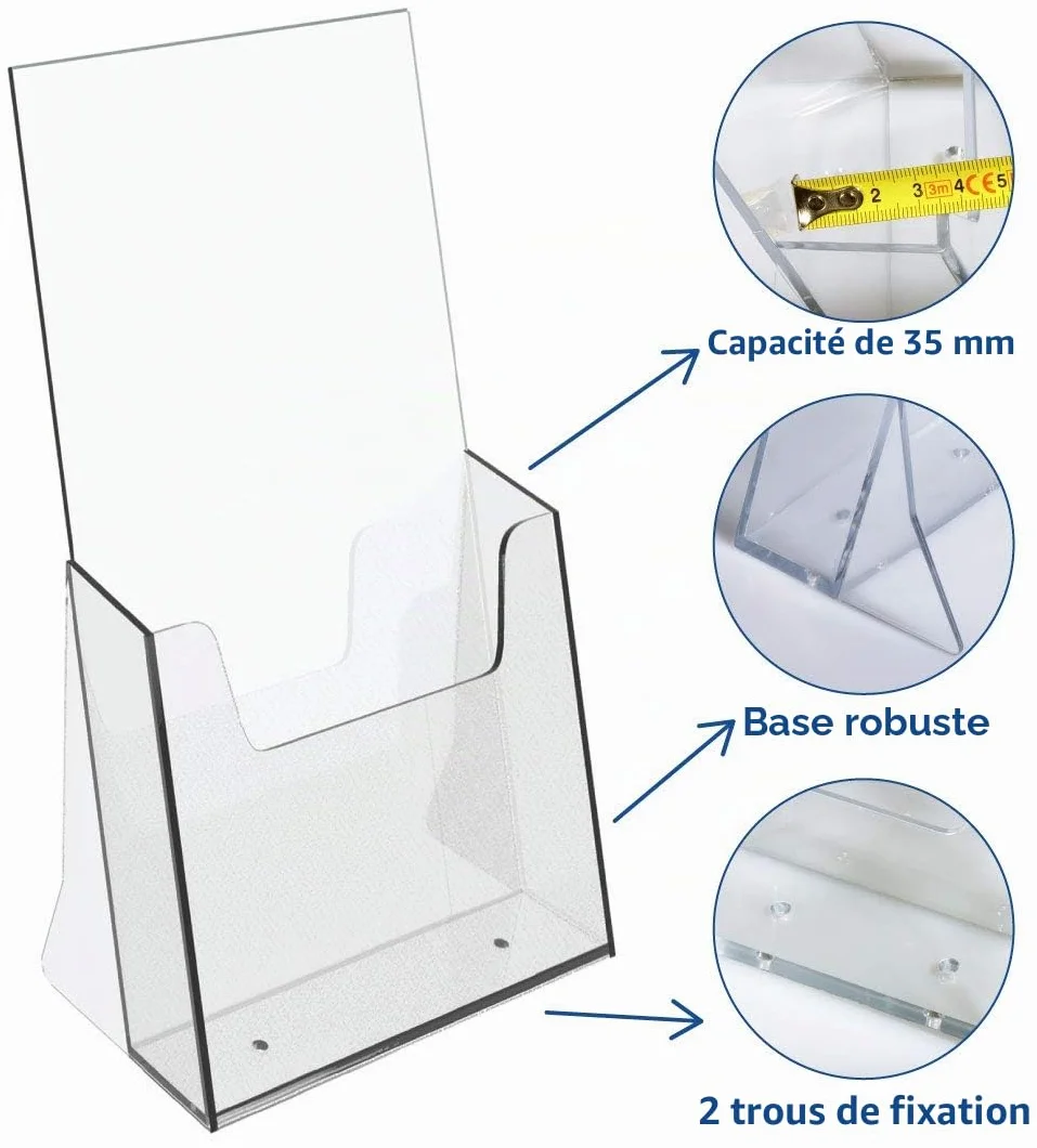 EUROPEL Porte-brochures et documents 1/3 A4 plastique résistant aux chocs distributeur bureau réception