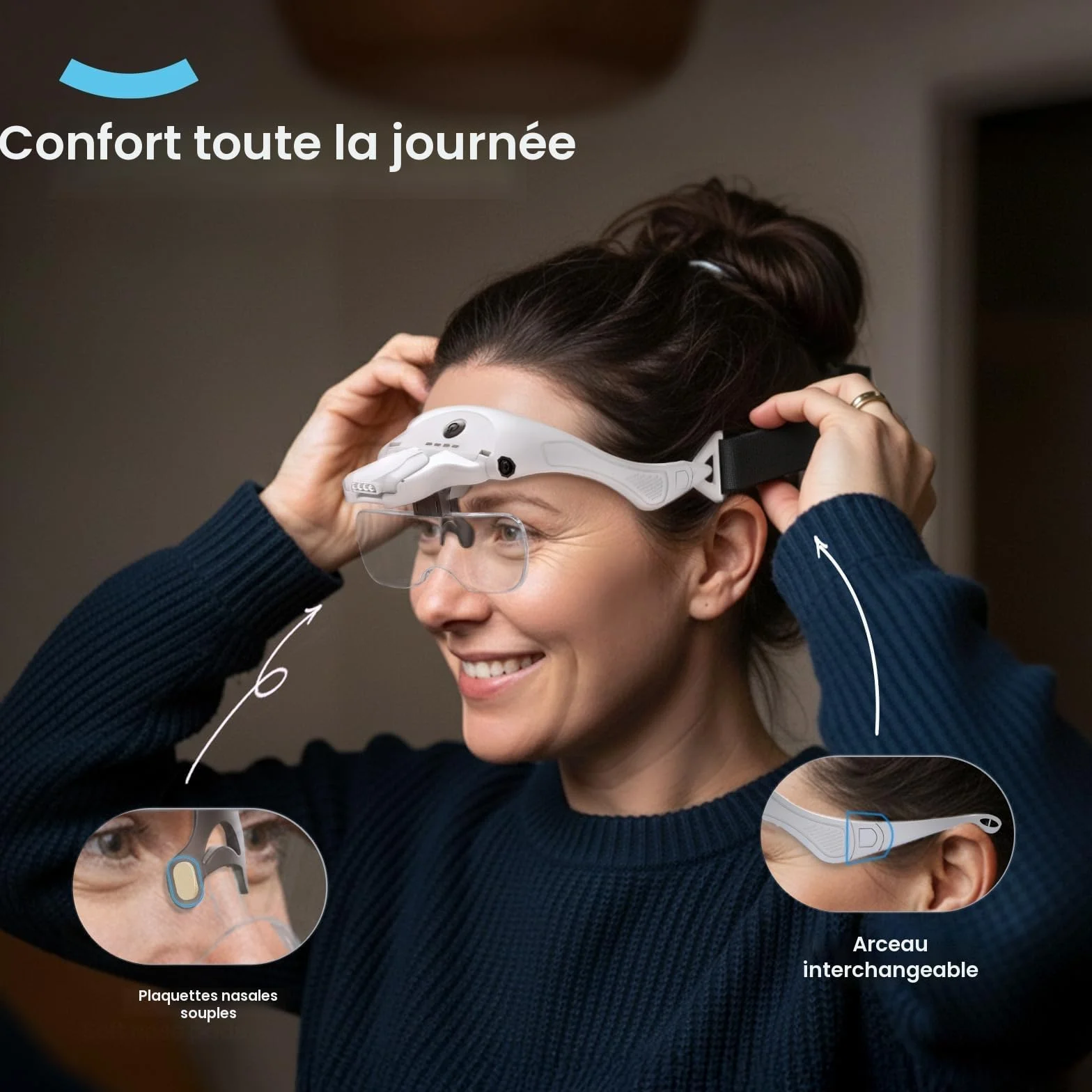 ARTDOT Lunettes Loupe Grossissante avec 4 LED et Réglage à 2 Niveaux pour Diamond Painting
