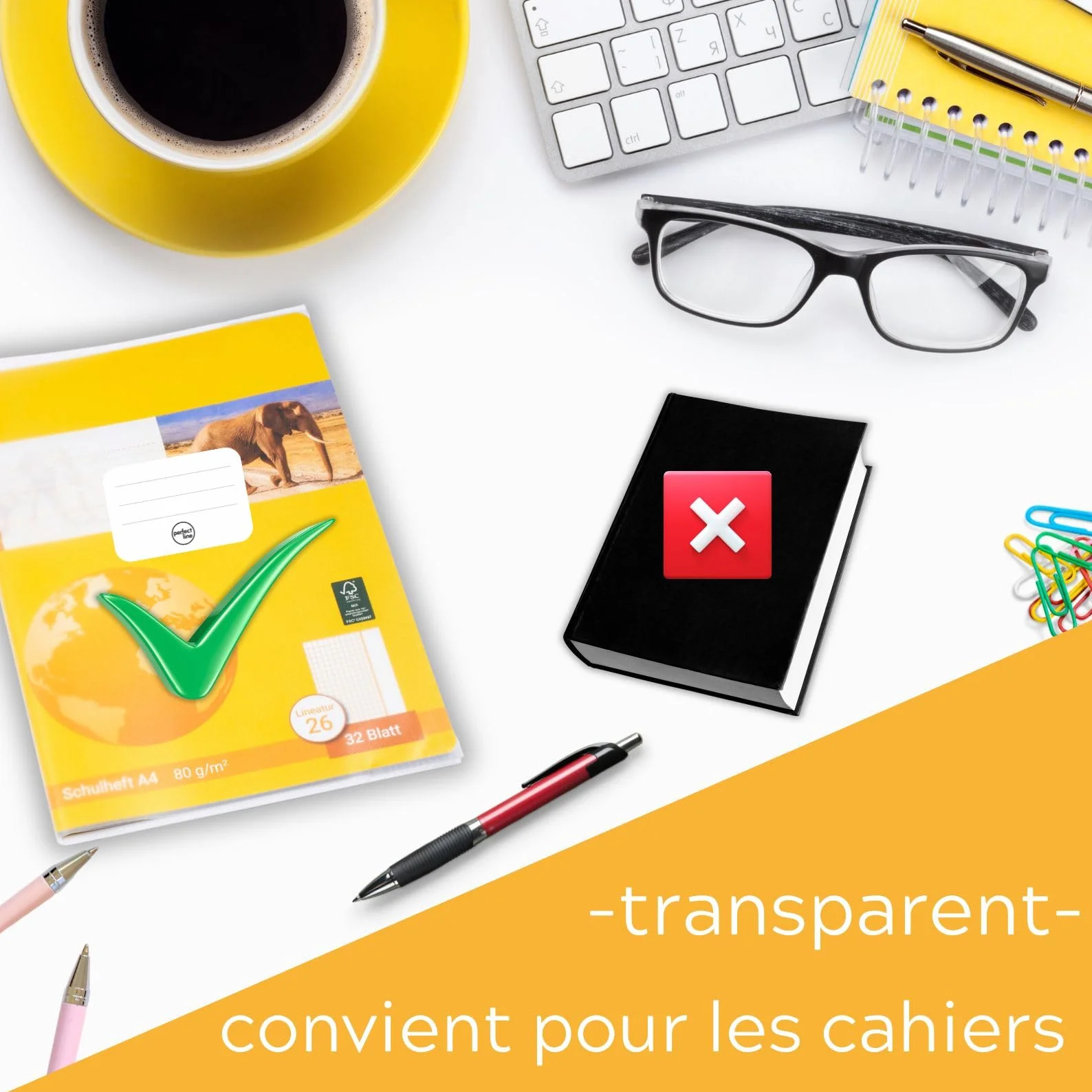 Protège-cahiers transparent cristal 32 x 24 cm lot de 10 PP recyclable sans acide