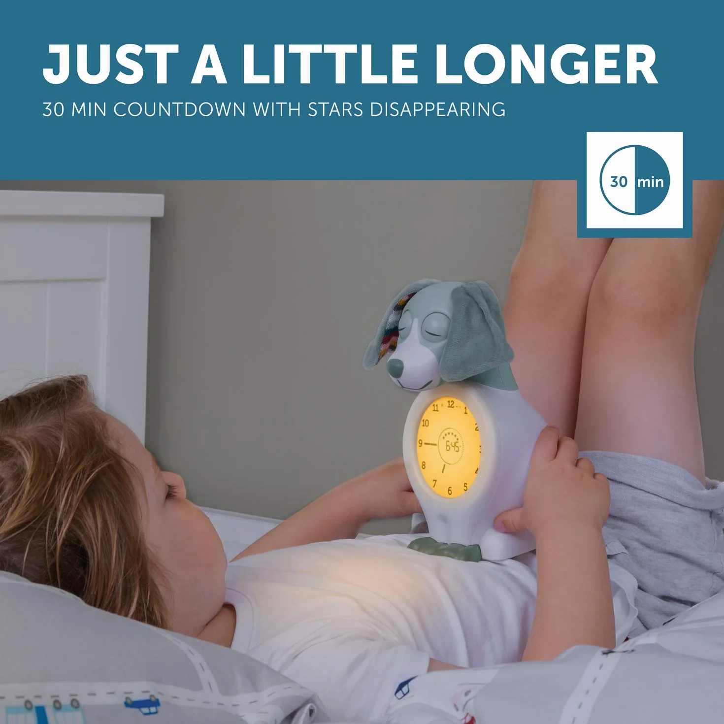 ZAZU Davy The Dog Clock - Horloge d'entraînement au Sommeil et veilleuse pour Enfants | réveil Lumineux
