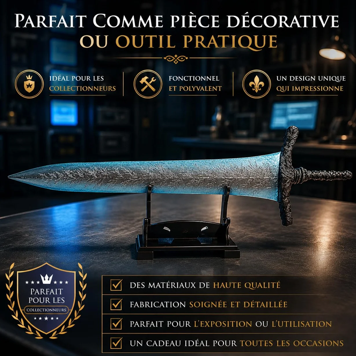 Elden Ring Dark Moon Greatsword XL Ouvre-lettre Support Cadeau Fan Collectionneur
