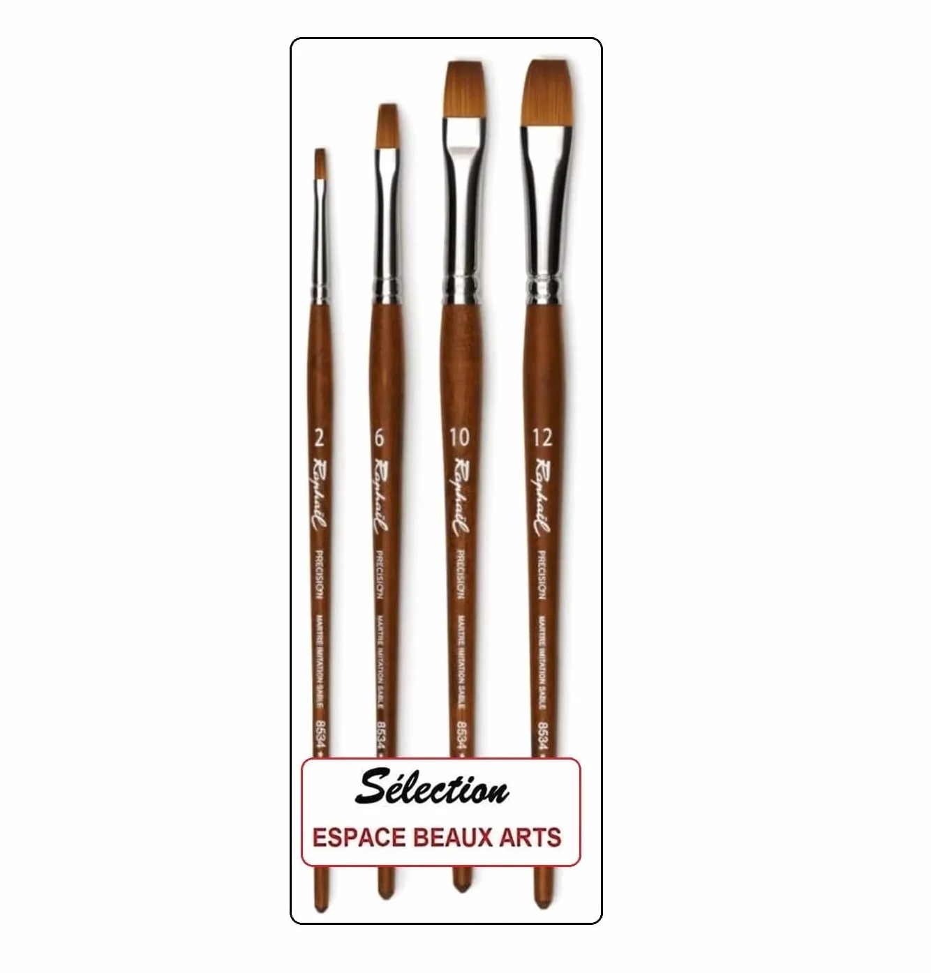 Raphael ESPACE BEAUX ARTS Pinceau PLAT Série 8534 MARTRE IMTATION Sable set 4 pcs