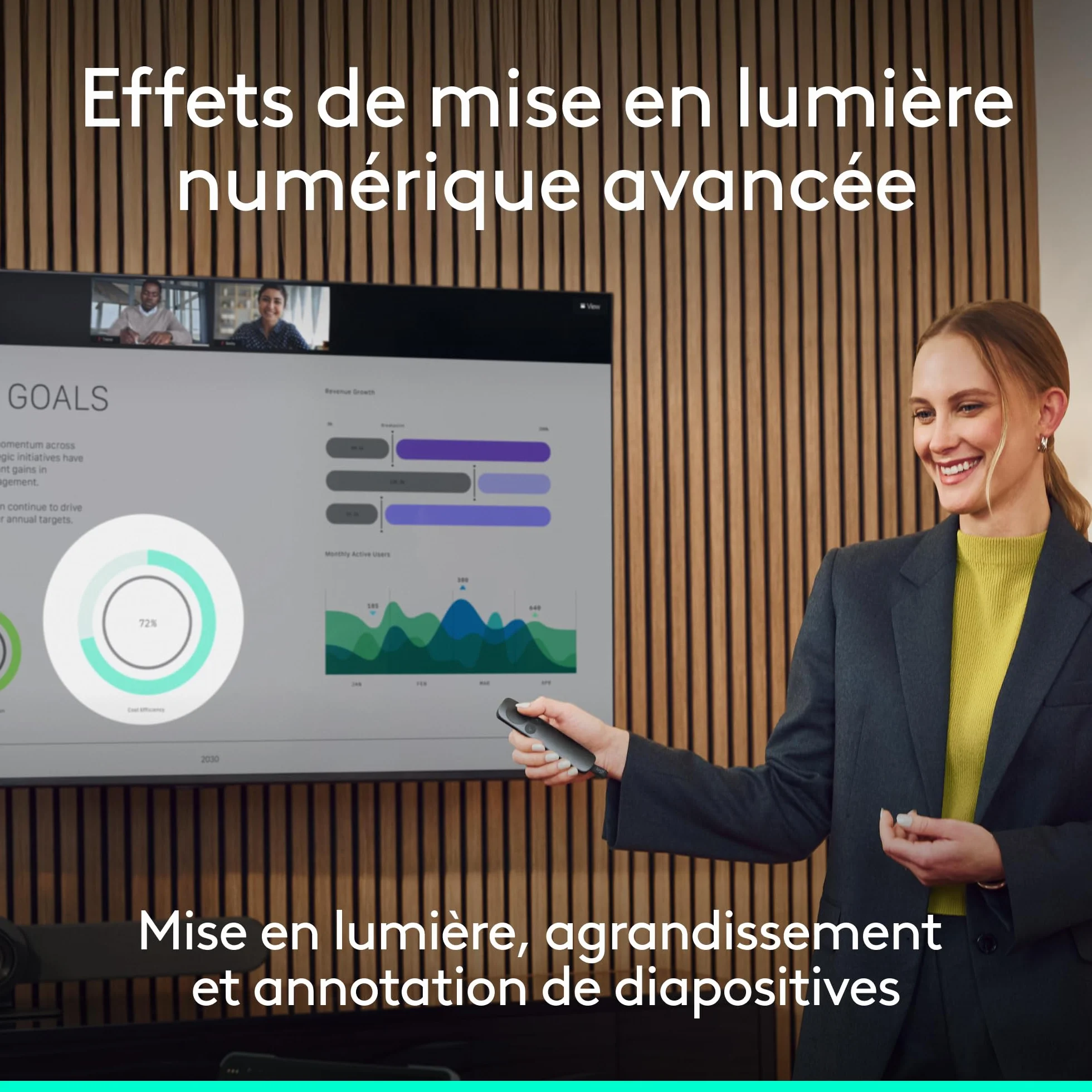 Logitech Spotlight 2 télécommande de présentation sans fil avec retour haptique, pointeur laser Bluetooth USB-C Noir