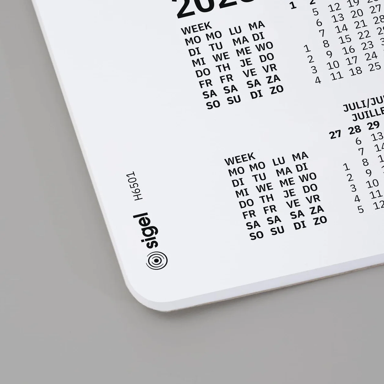 SIGEL H6501 Sous-main en papier A3 42x29.7 cm blanc et noir 30 feuilles calendriers semainier design dotted