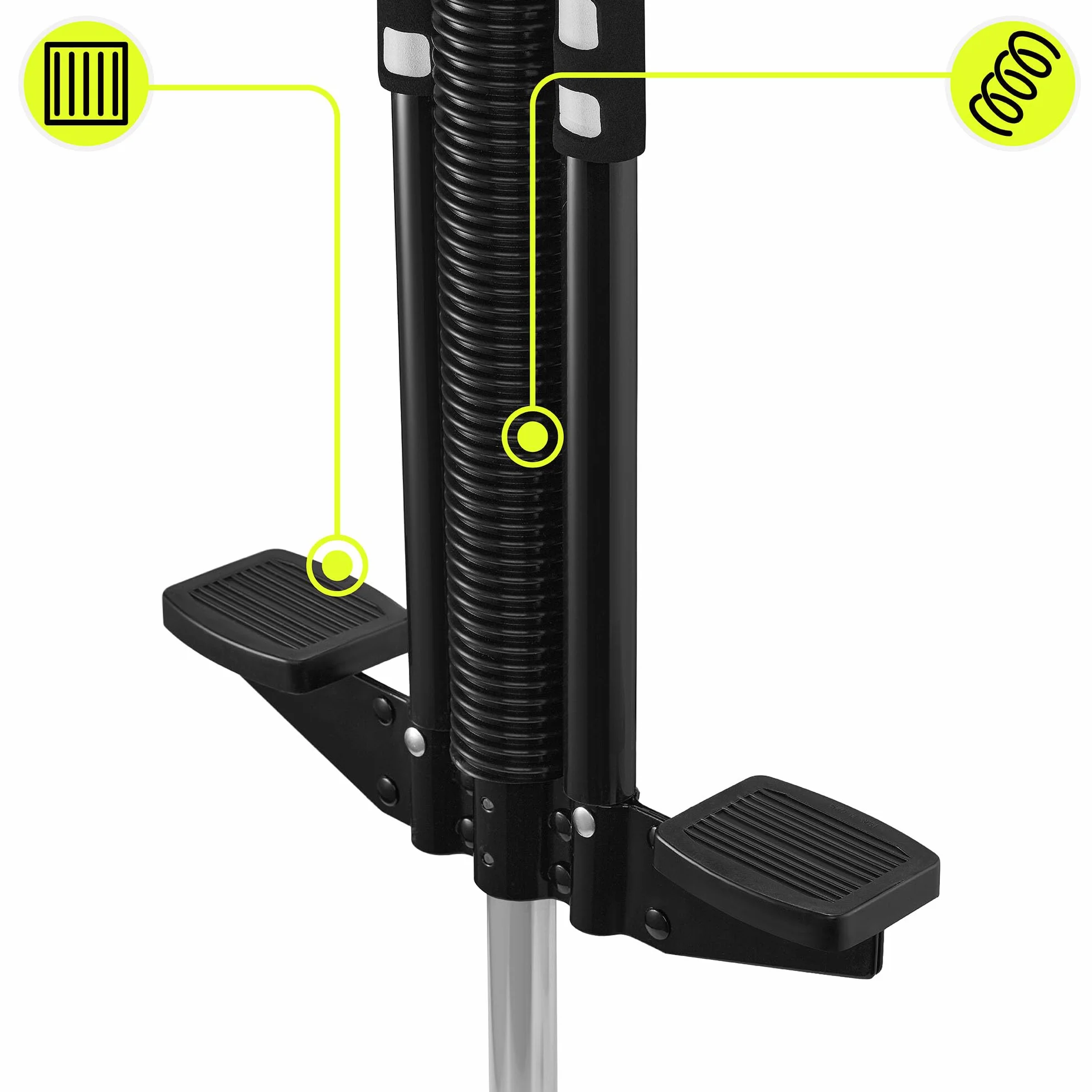 HyperMotion POGO Bâton Sauteur Jeunes 9-14 Ans Appareil Entraînement 50 kg Structure Légère 2,35 kg Mécanisme Ressort Noir