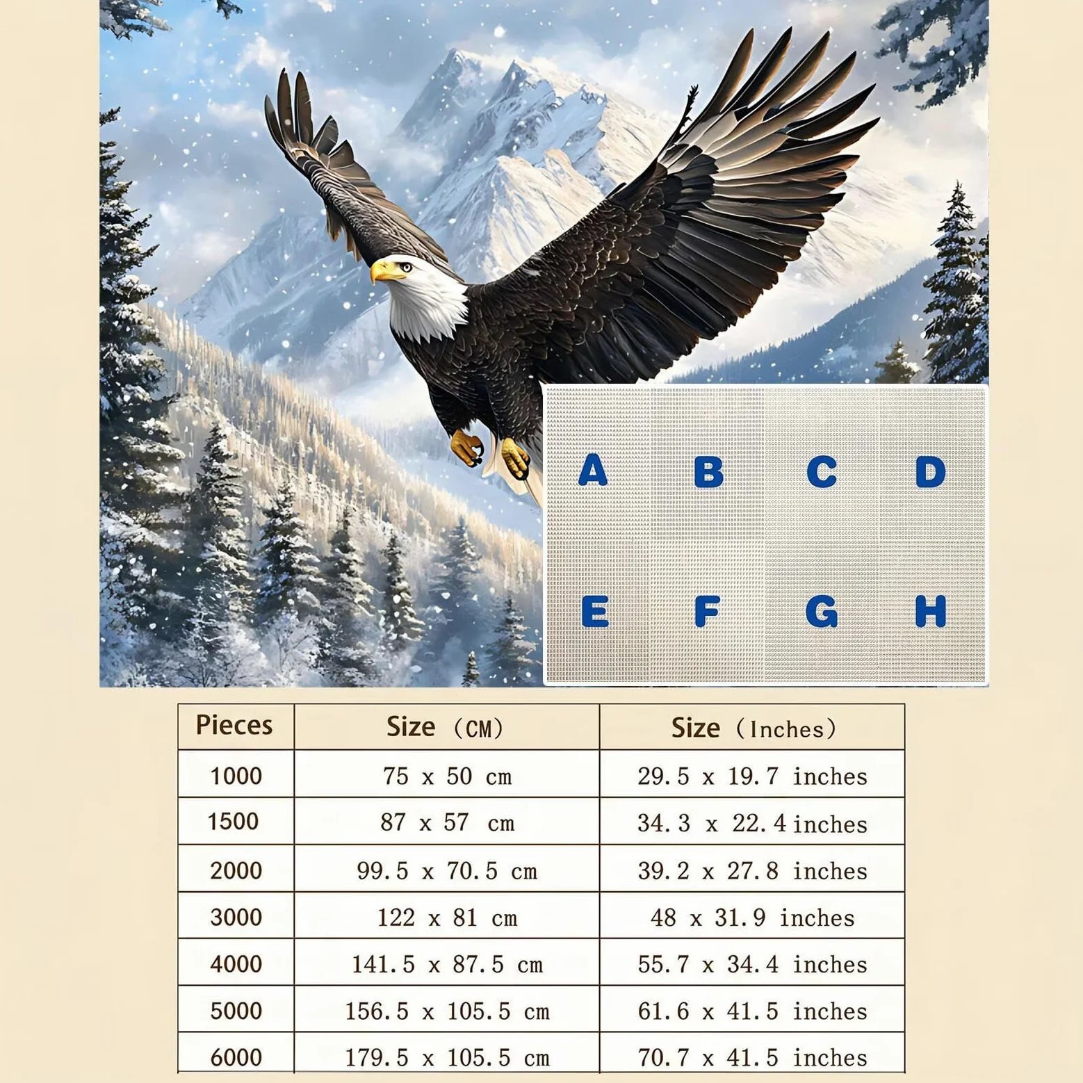Paysage Aigle Puzzle 1000 Pièces pour Adultes, Format 75 x 50 cm, Challenge Casse-Tête de Famille, Loisirs Créatifs et Relaxation, Pièces Robustes avec Lettres au Dos, Décor Murale Salon f0-517