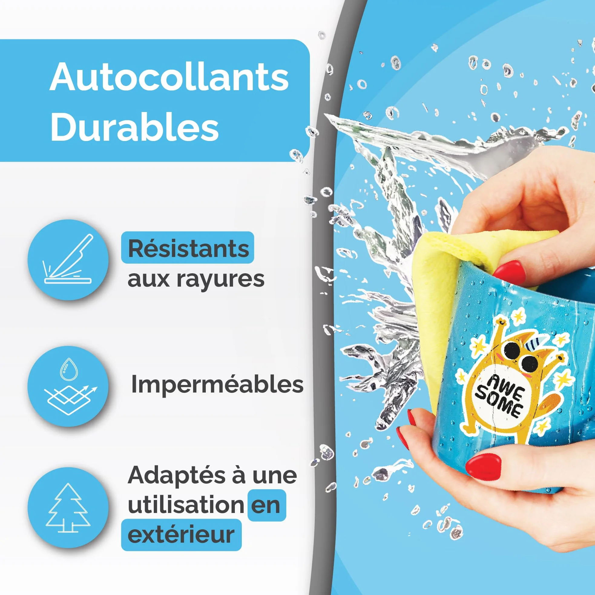 Lot de 32 feuilles d'autocollants en vinyle imprimables A4 - Film autocollant à imprimer, couleurs vives