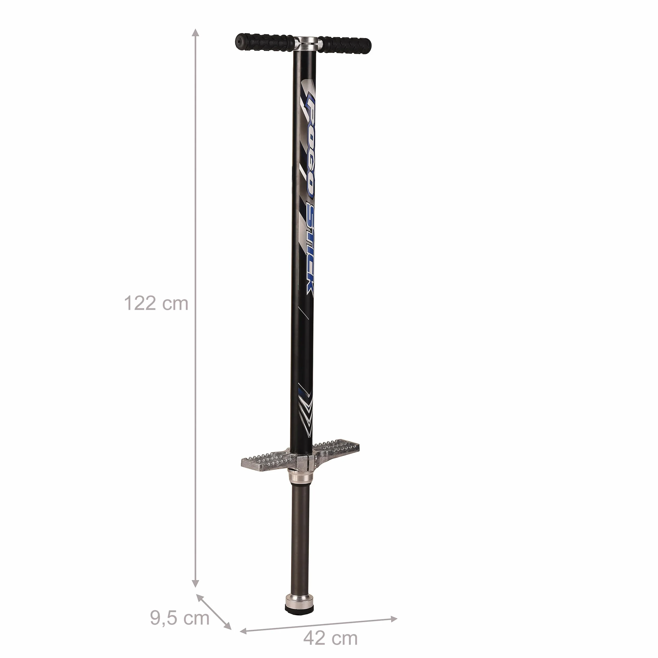 Relaxdays Bâton Sauteur Adulte Acier Inoxydable Antidérapant 122x42x9.5 cm Noir