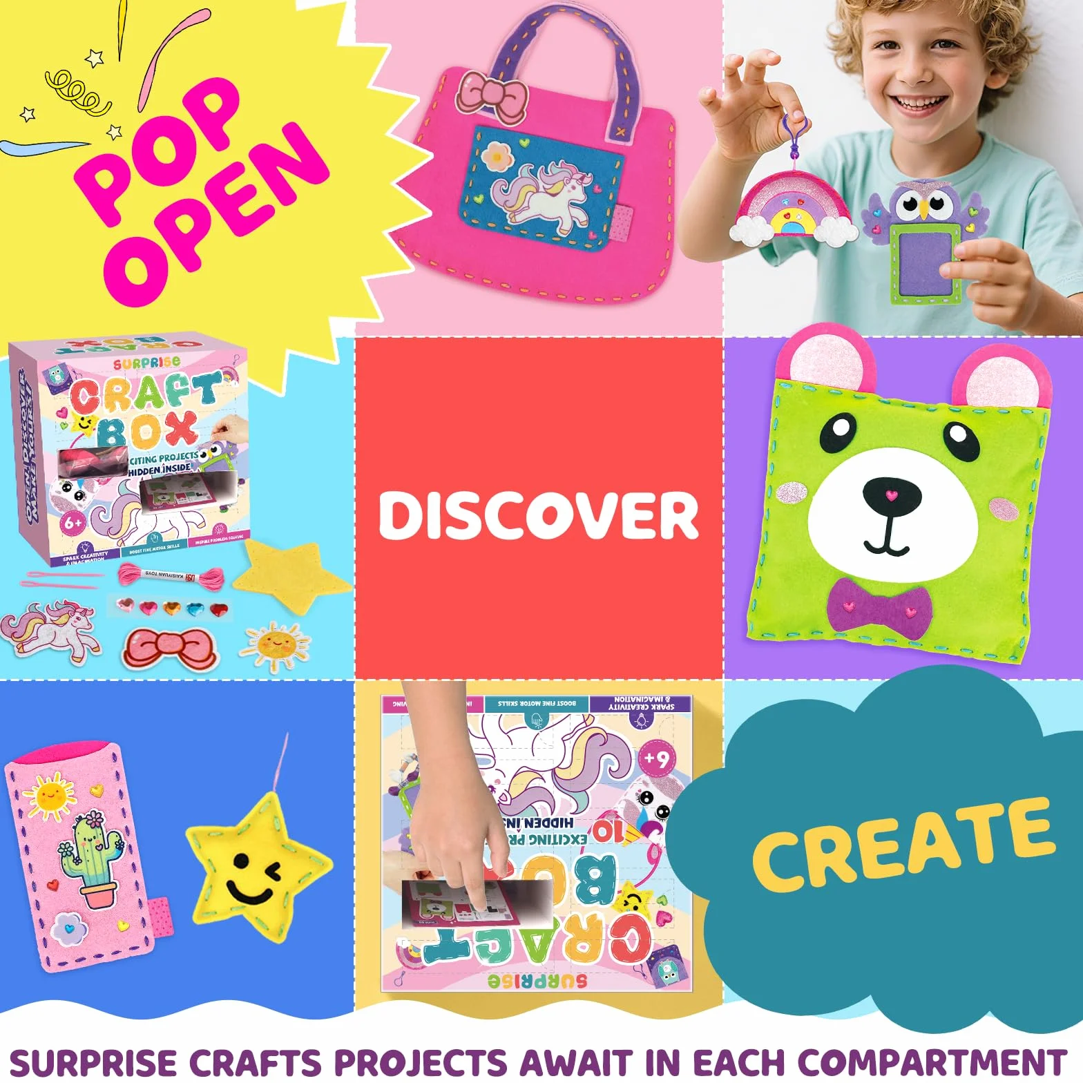 Kit Couture Enfant dès 6 Ans - 10 Projets DIY Animaux en Feutrine, Loisir Créatif Fille