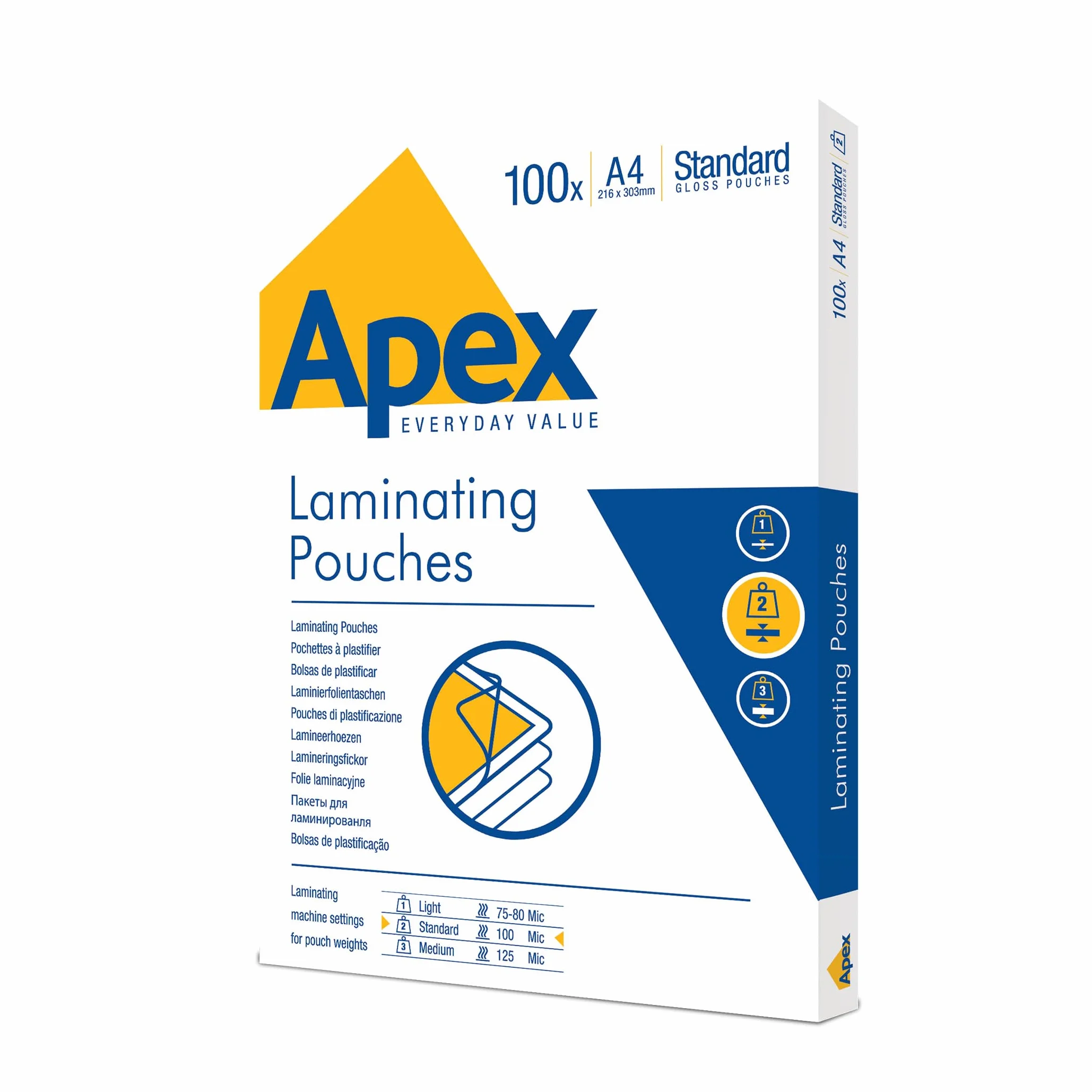 Fellowes Apex Pochettes De Plastification A4 100 Microns 100 Feuilles Plastifieuse Finition Brillante