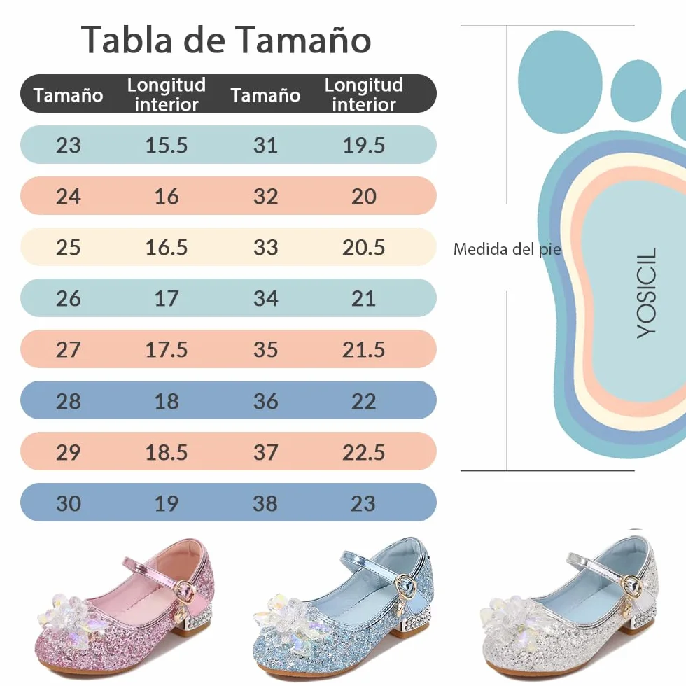 Chaussures de Princesse pour Fille Talon Haut Paillettes Antidérapant Sandales Mariage Rose 25 EU