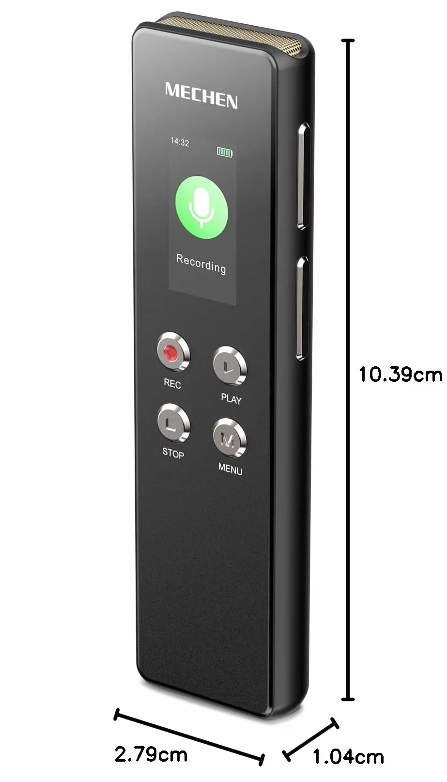 MECHEN V01 Dictaphone 128 Go enregistreur vocal VOX réduction bruit 300 mAh