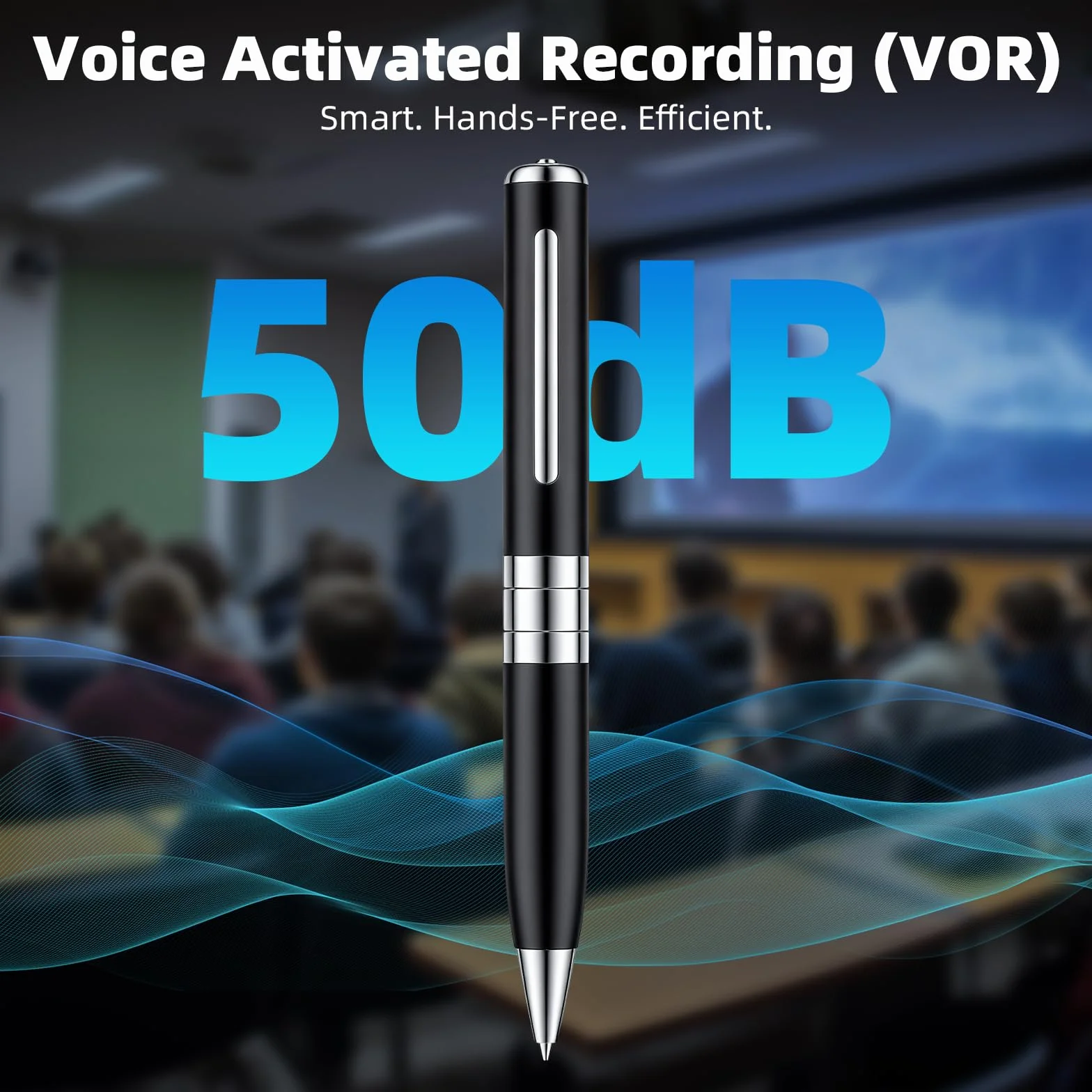 Enregistreur Vocal 64 Go Automatique Continu Activation Rotative Audio Invisible Cours Réunions Entretiens