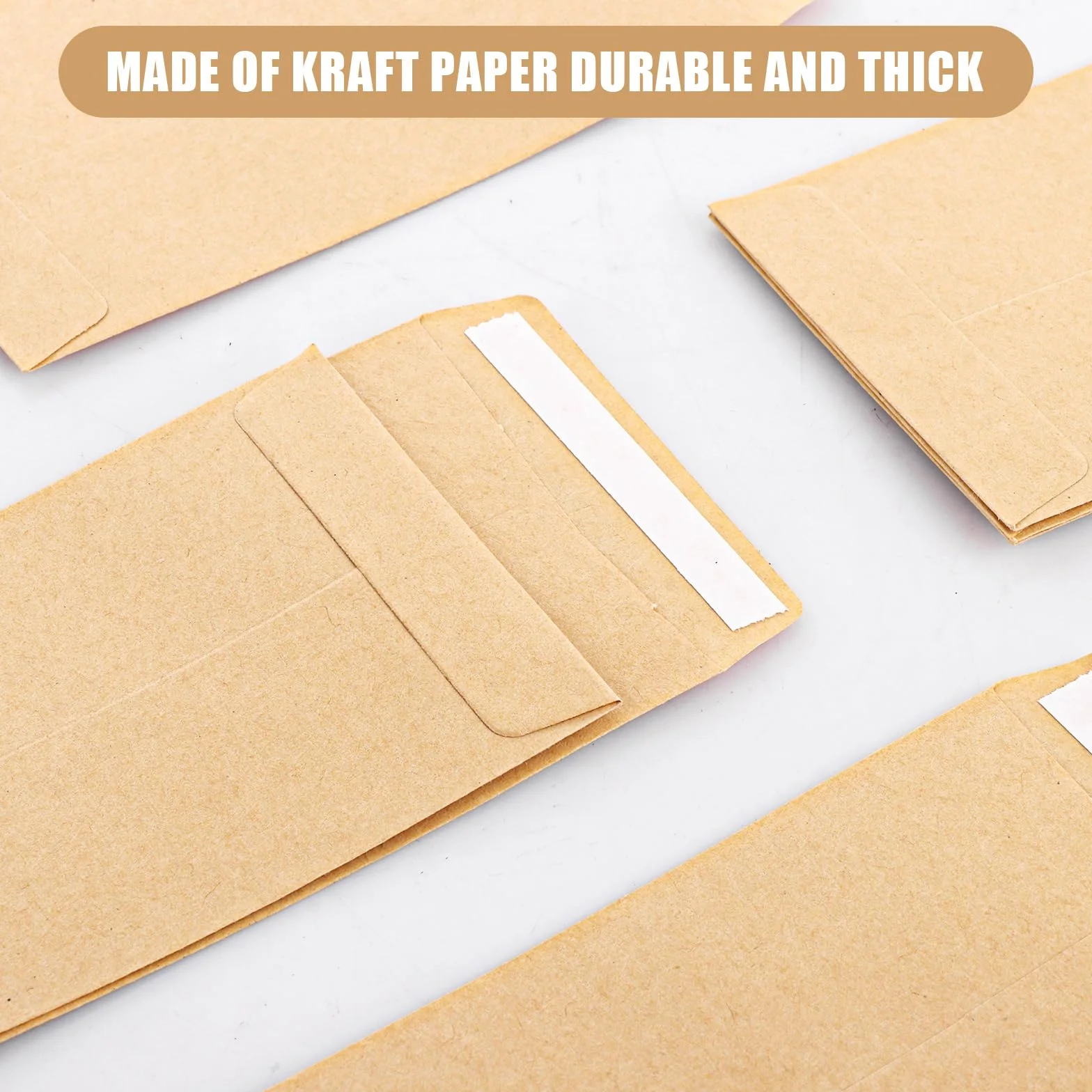 Enveloppes autocollantes papier kraft 6x10 cm lot de 500 marron