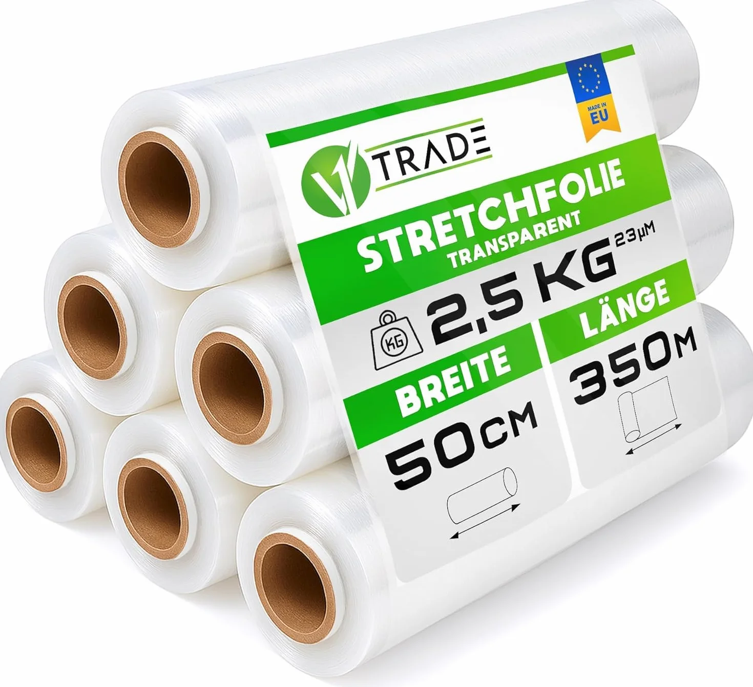 Film Etirable Déménagement 6 Rouleaux 50cm x 350m Plastique Protection Colis Meubles