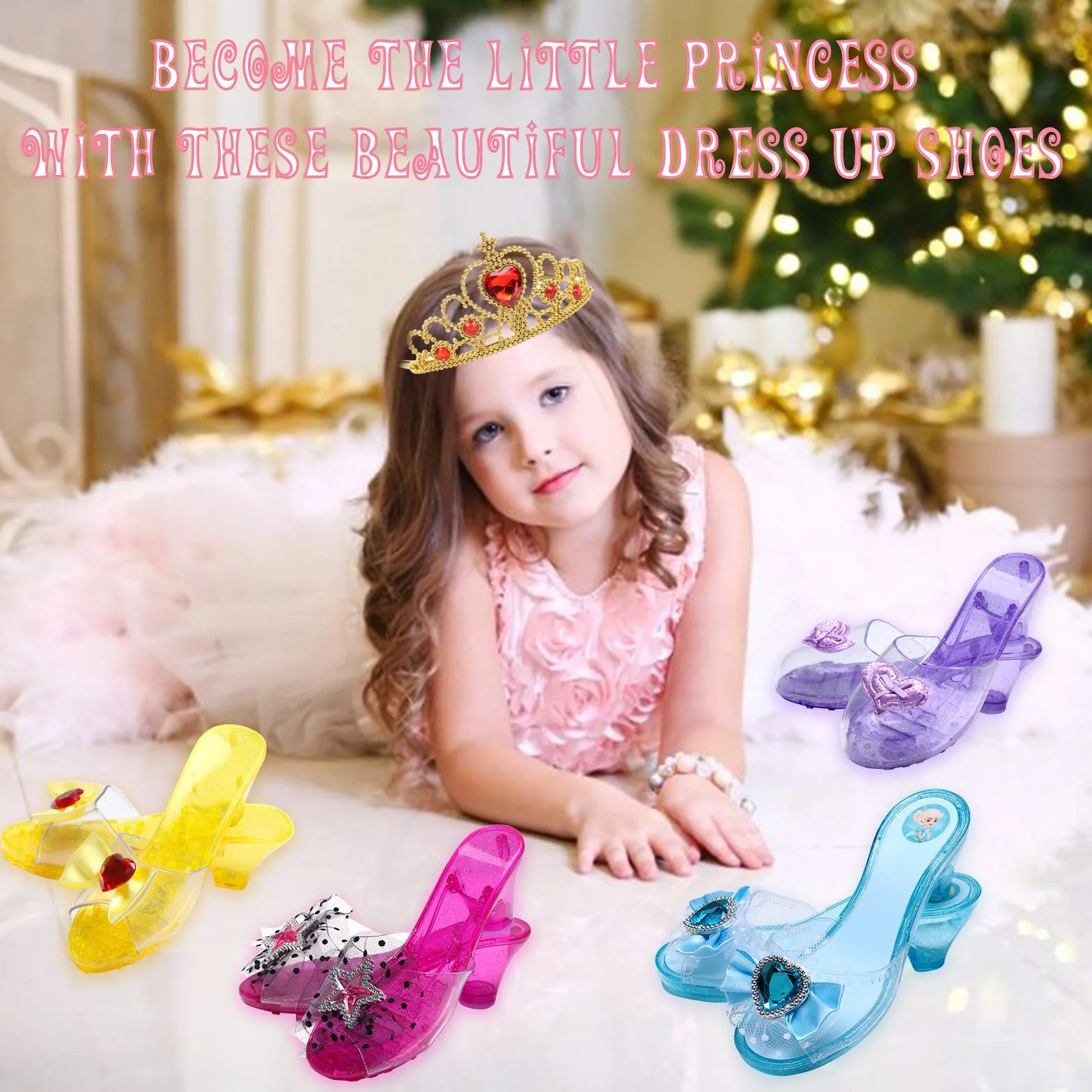 Tacobear Princesse Déguisement Accessoires Chaussure Collier Diadème Gants Baguette Bracelet Anneau Elsa Belle Raiponce Aurore Bijoux Filles Carnaval