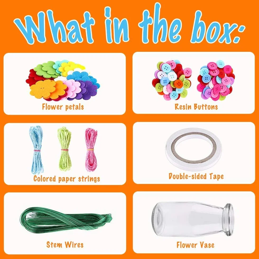 Afufu Kit Travaux Manuels Enfants Arts Créatifs Bouquet Fleurs DIY Jouet Cadeau Filles 5-9 Ans